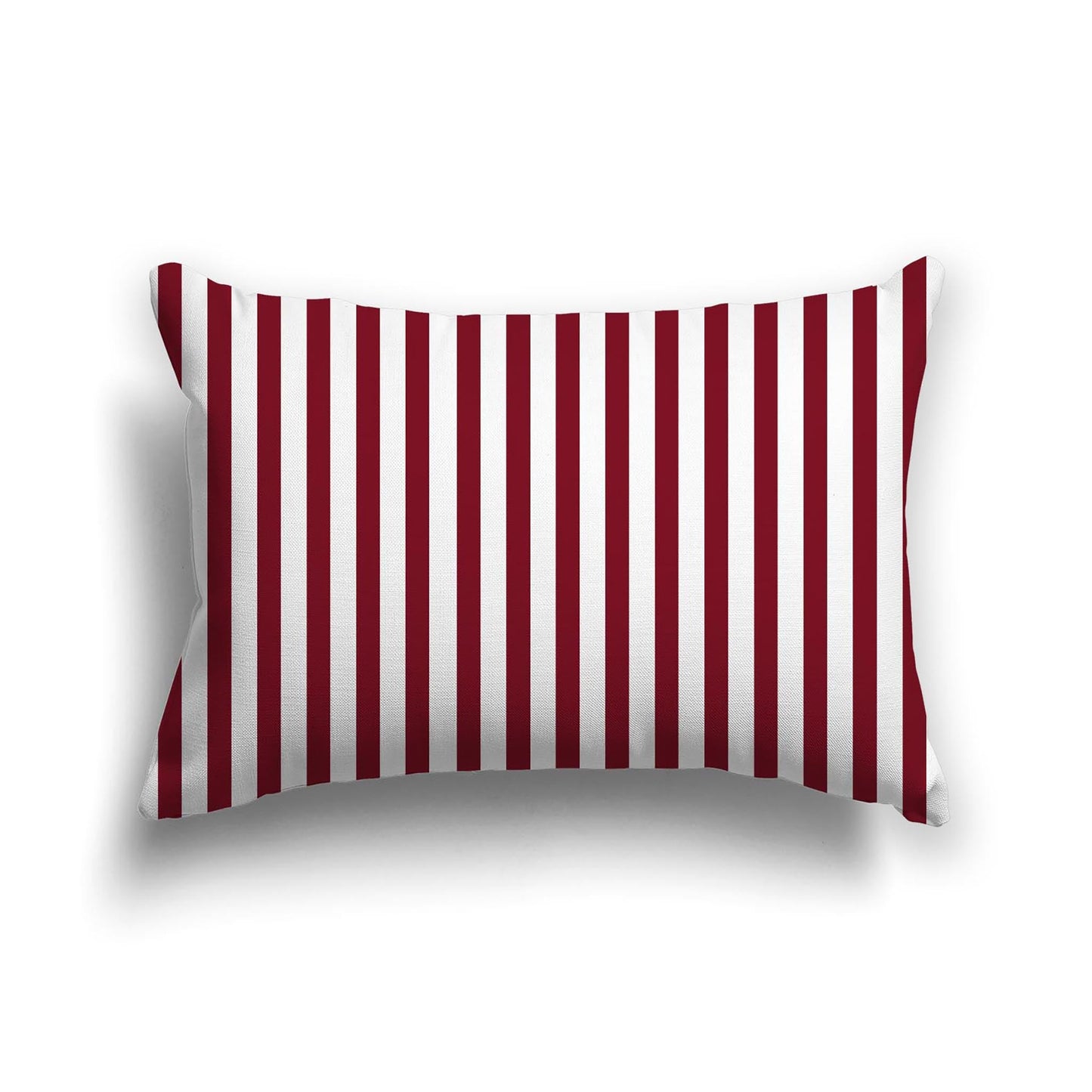 Off-White Cotton Canvas Cushion Covers with Thin Burgundy Red Bars on Front, CACU-CC-1281-241, 51 x 36 cm, 20 x 14 inches