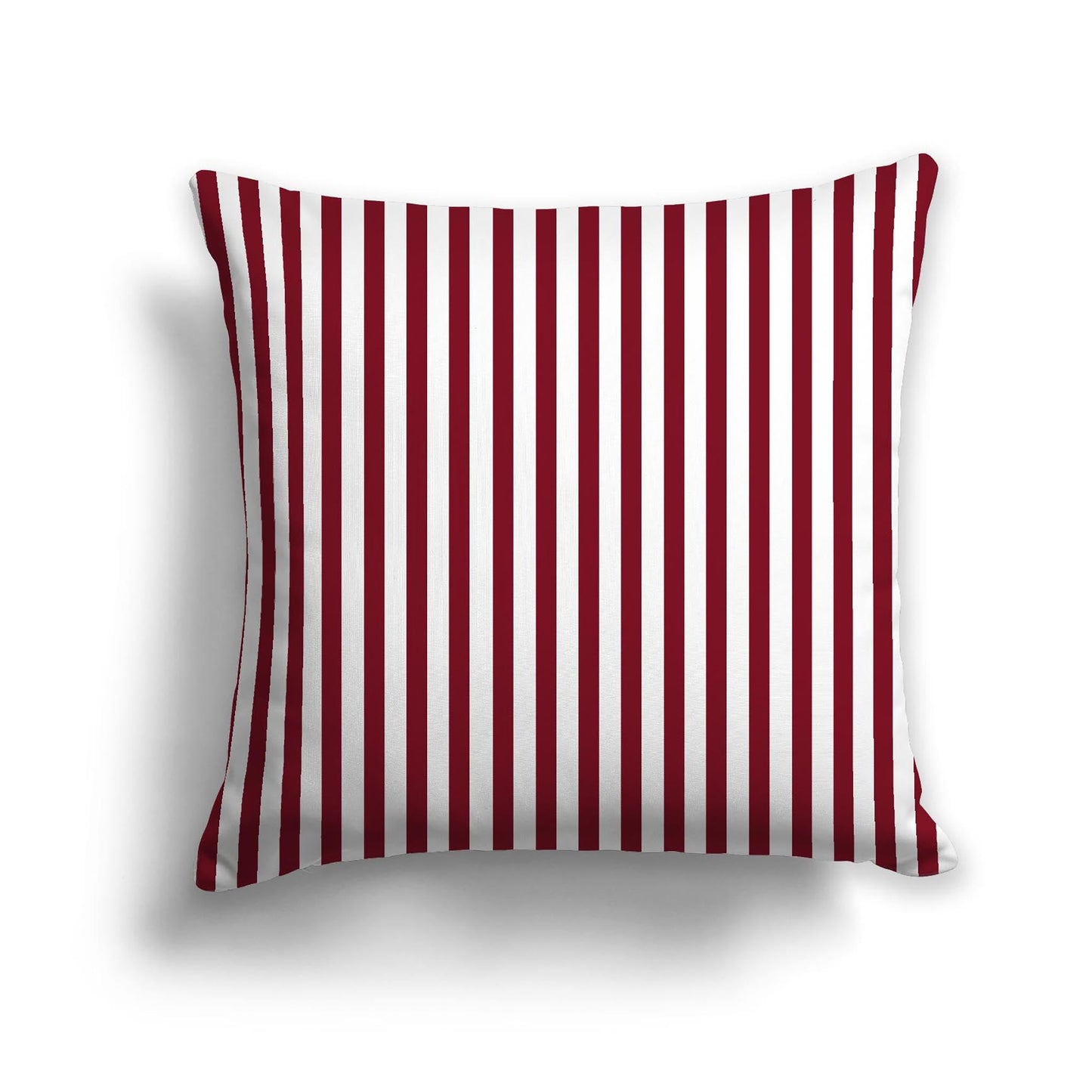 Off-White Cotton Canvas Cushion Covers with Thin Burgundy Red Bars on Front, CACU-CC-1281-241, 56 x 56 cm, 22 x 22 inches