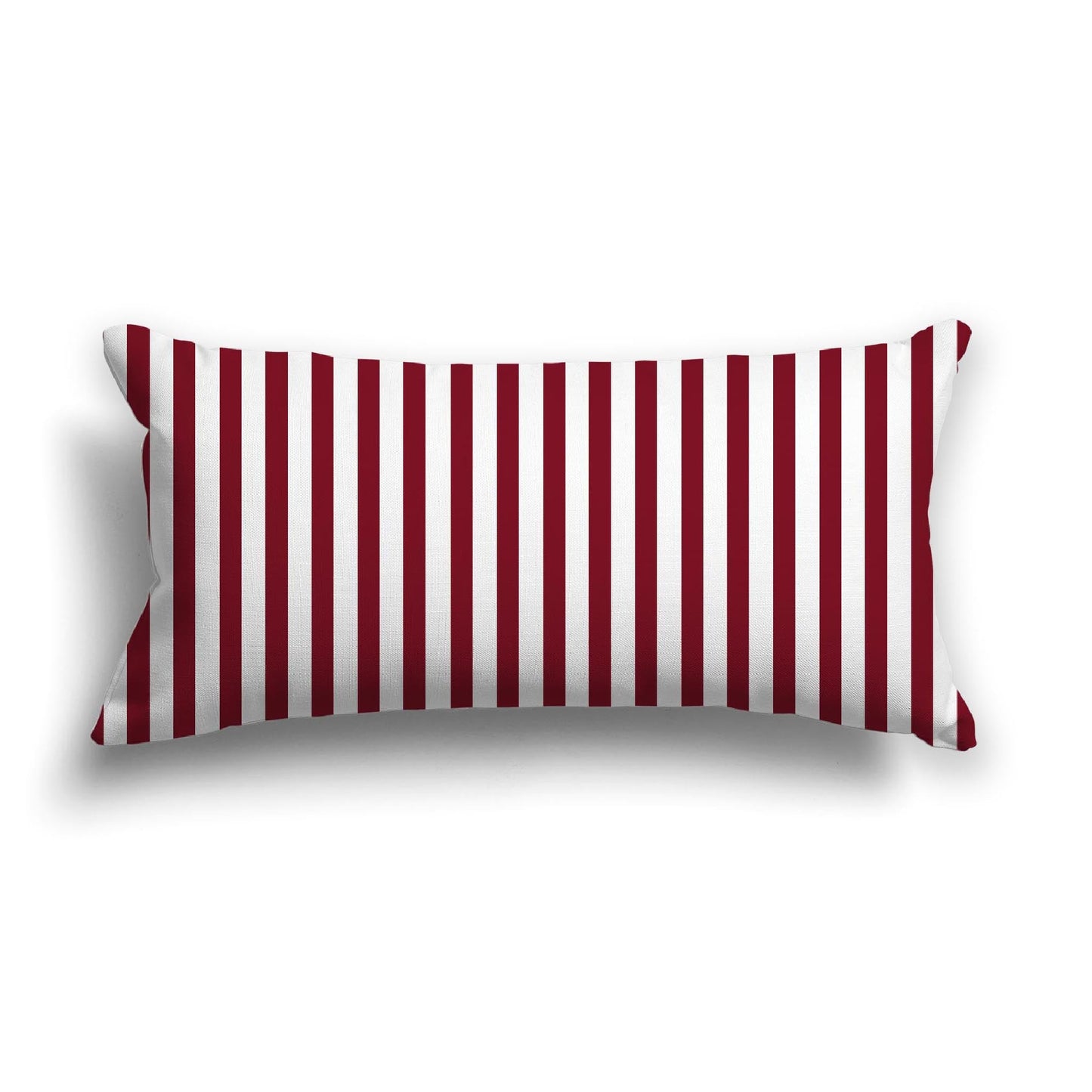 Off-White Cotton Canvas Cushion Covers with Thin Burgundy Red Bars on Front, CACU-CC-1281-241, 61 x 30 cm, 24 x 12 inches