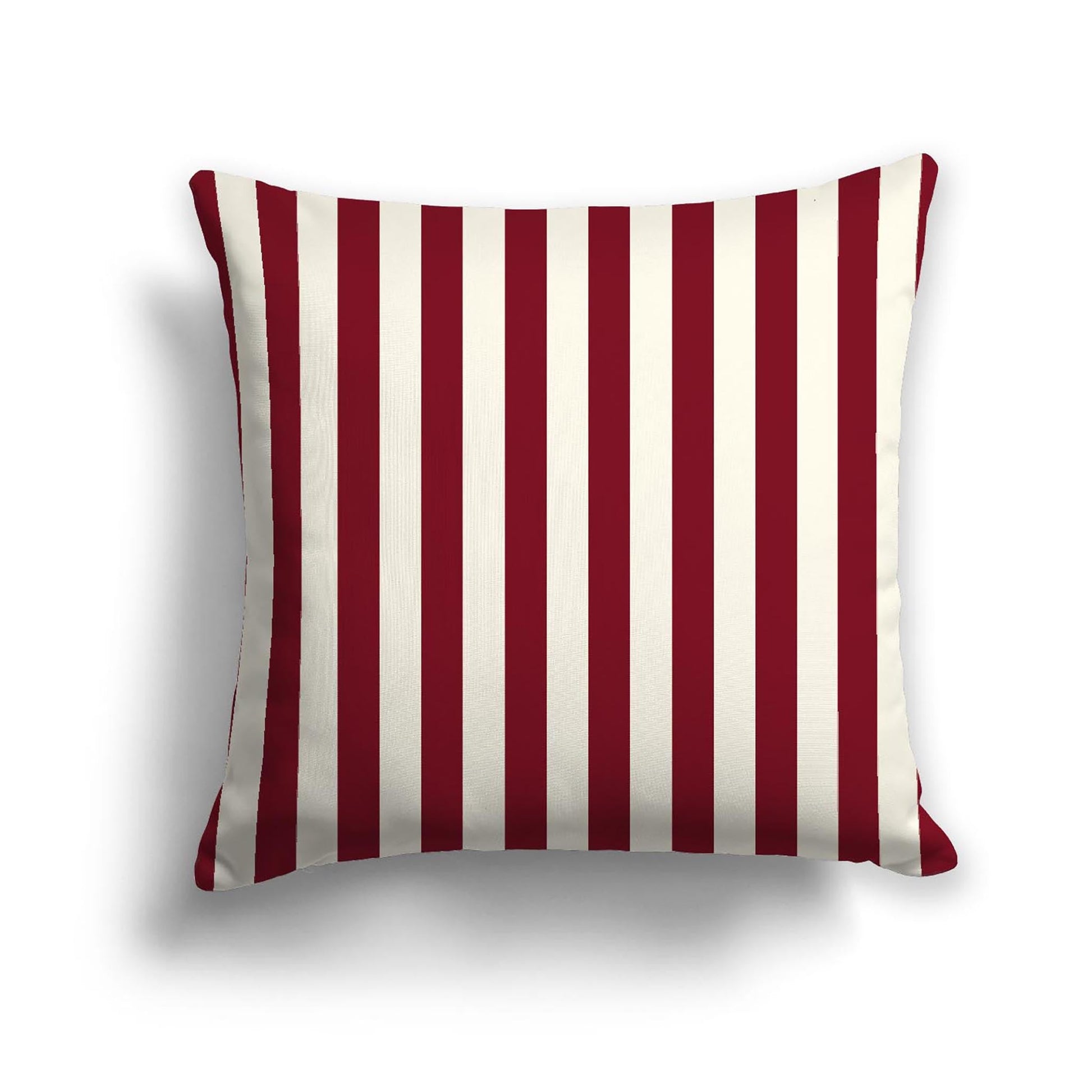 Pale Cream Cotton Canvas Cushion Covers with Burgundy Red Bars on Front, CACU-CC-1283-051, 46 x 46 cm, 18 x 18 inches