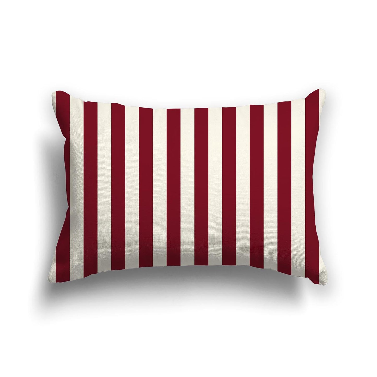 Pale Cream Cotton Canvas Cushion Covers with Burgundy Red Bars on Front, CACU-CC-1283-051, 51 x 36 cm, 20 x 14 inches