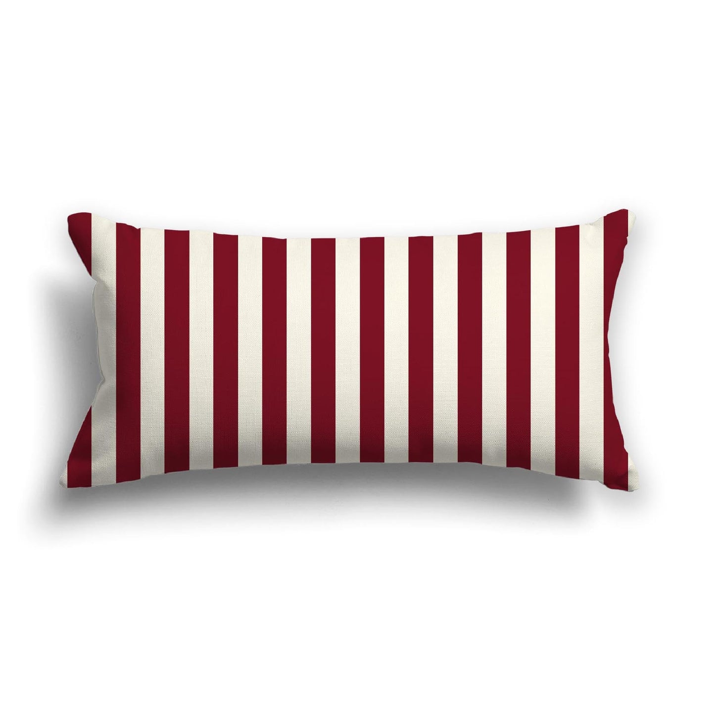 Pale Cream Cotton Canvas Cushion Covers with Burgundy Red Bars on Front, CACU-CC-1283-051, 61 x 30 cm, 24 x 12 inches