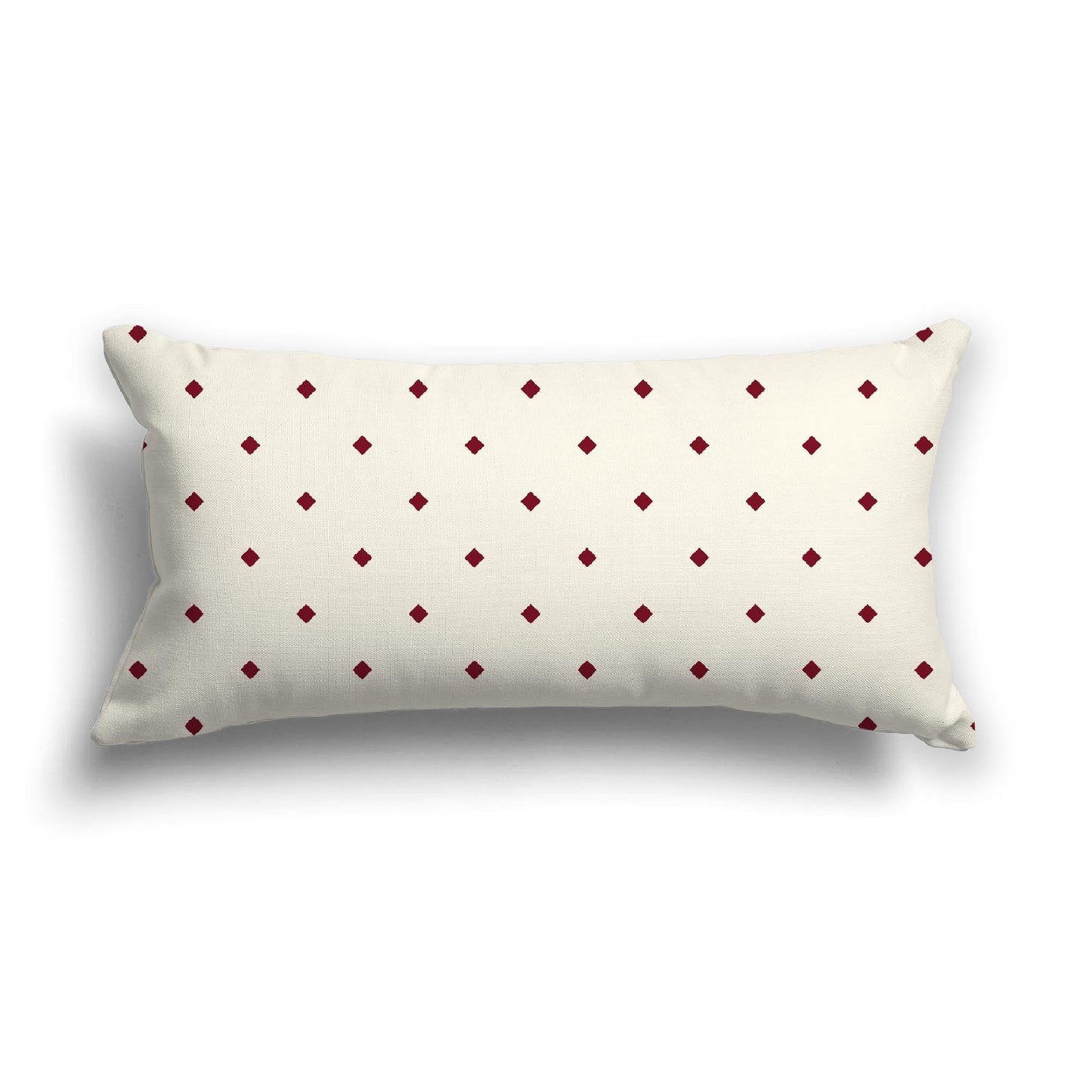 Pale Cream Cotton Canvas Cushion Covers with Burgundy Red Diamonds on Front, CACU-CC-1283-101, 61 x 30 cm, 24 x 12 inches