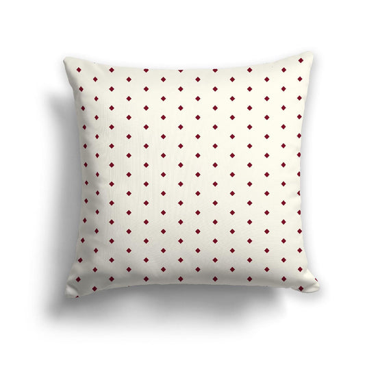 Pale Cream Cotton Canvas Cushion Covers with Fine Burgundy Red Diamonds on Front, CACU-CC-1283-111, 46 x 46 cm, 18 x 18 inches