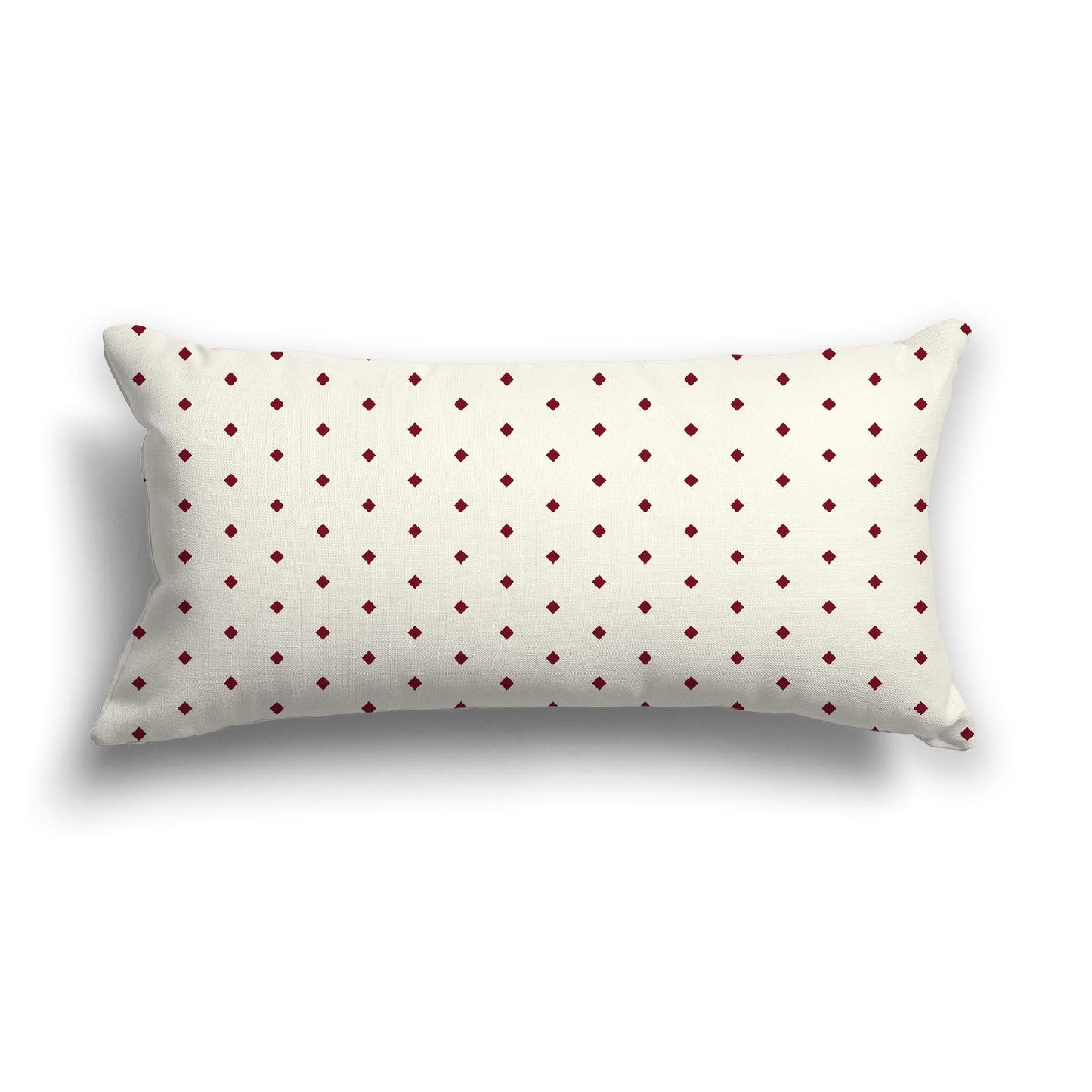 Pale Cream Cotton Canvas Cushion Covers with Fine Burgundy Red Diamonds on Front, CACU-CC-1283-111, 61 x 30 cm, 24 x 12 inches
