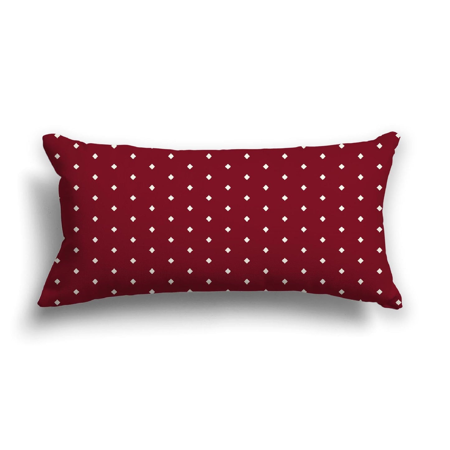 Burgundy Red Cotton Canvas Cushion Covers with Fine Pale Cream Diamonds on Front, CACU-CC-1283-112, 61 x 30 cm, 24 x 12 inches