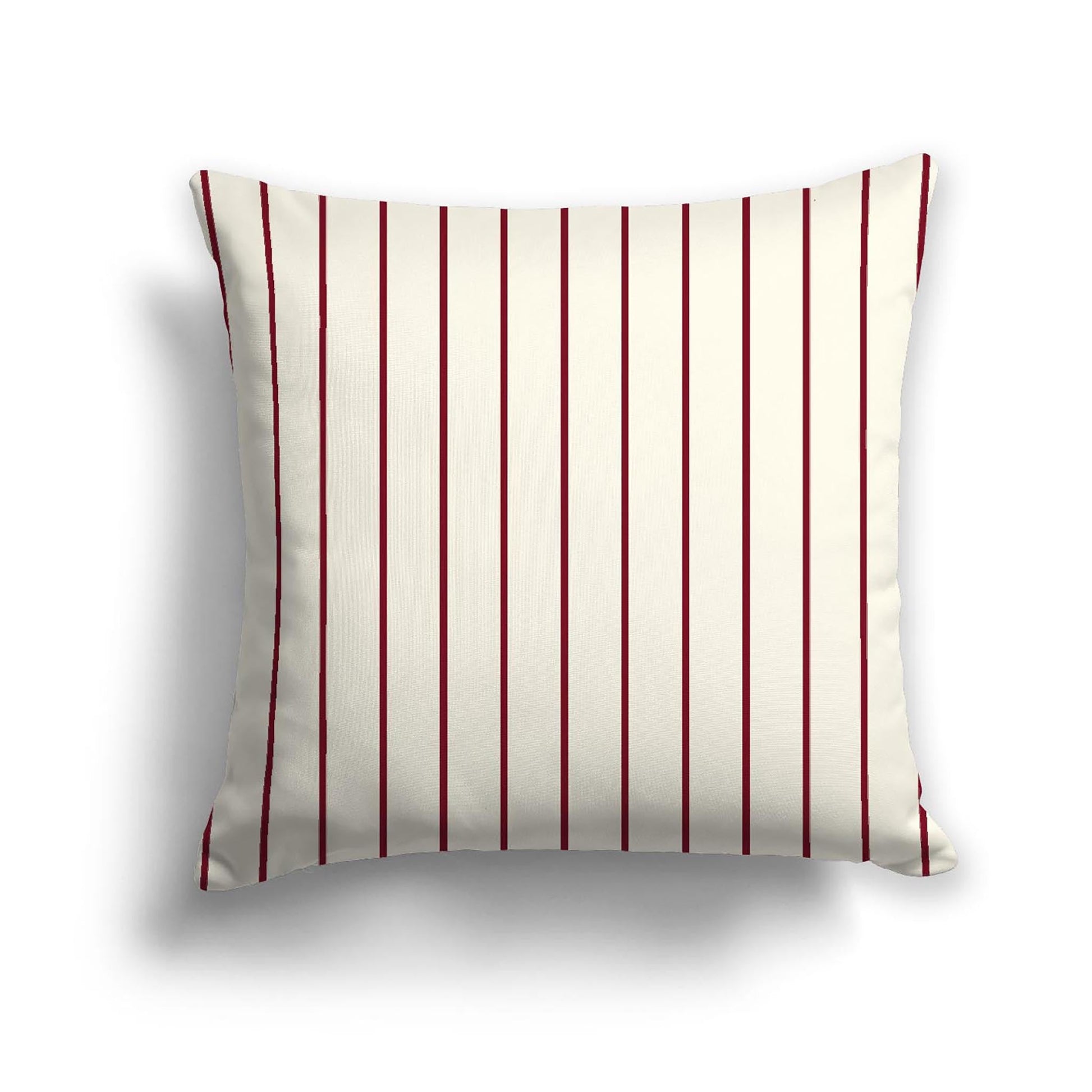 Pale Cream Cotton Canvas Cushion Covers with Fine Burgundy Red Stripes on Front, CACU-CC-1283-151, 46 x 46 cm, 18 x 18 inches