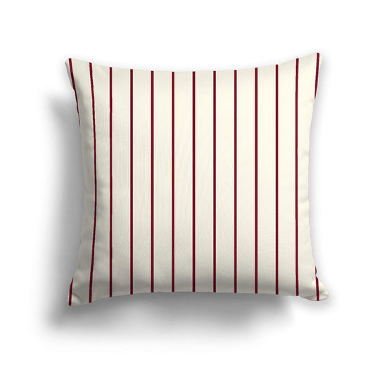 Pale Cream Cotton Canvas Cushion Covers with Fine Burgundy Red Stripes on Front, CACU-CC-1283-151, 46 x 46 cm, 18 x 18 inches