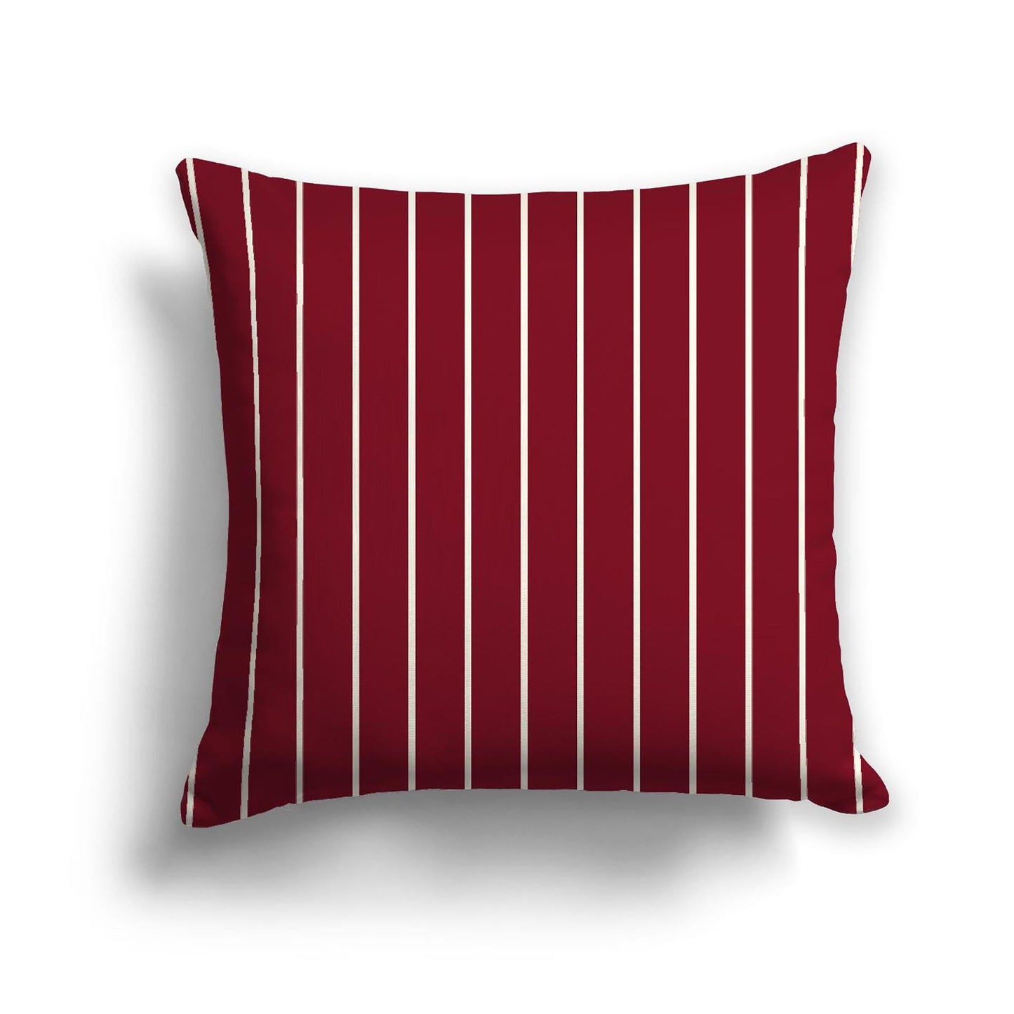 Burgundy Red Cotton Canvas Cushion Covers with Fine Pale Cream Stripes on Front, CACU-CC-1283-152, 46 x 46 cm, 18 x 18 inches