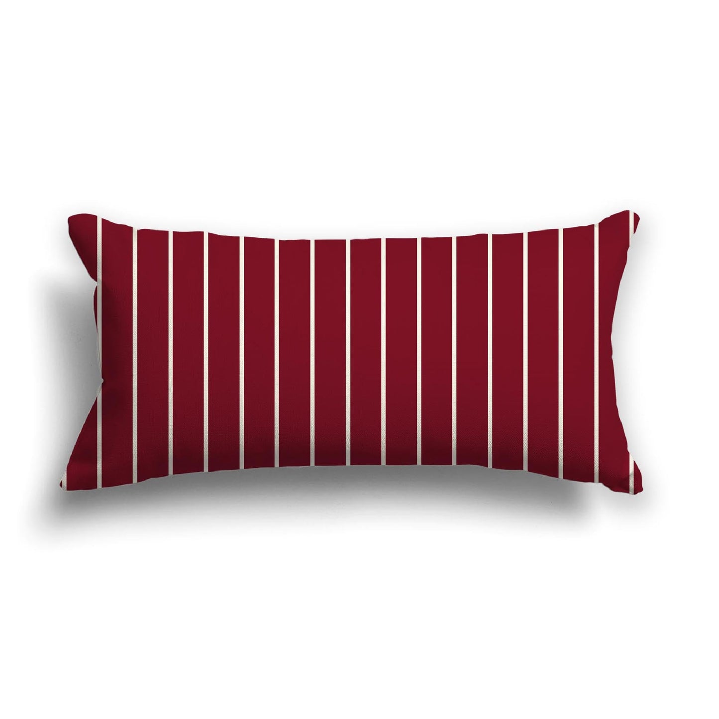 Burgundy Red Cotton Canvas Cushion Covers with Fine Pale Cream Stripes on Front, CACU-CC-1283-152, 61 x 30 cm, 24 x 12 inches