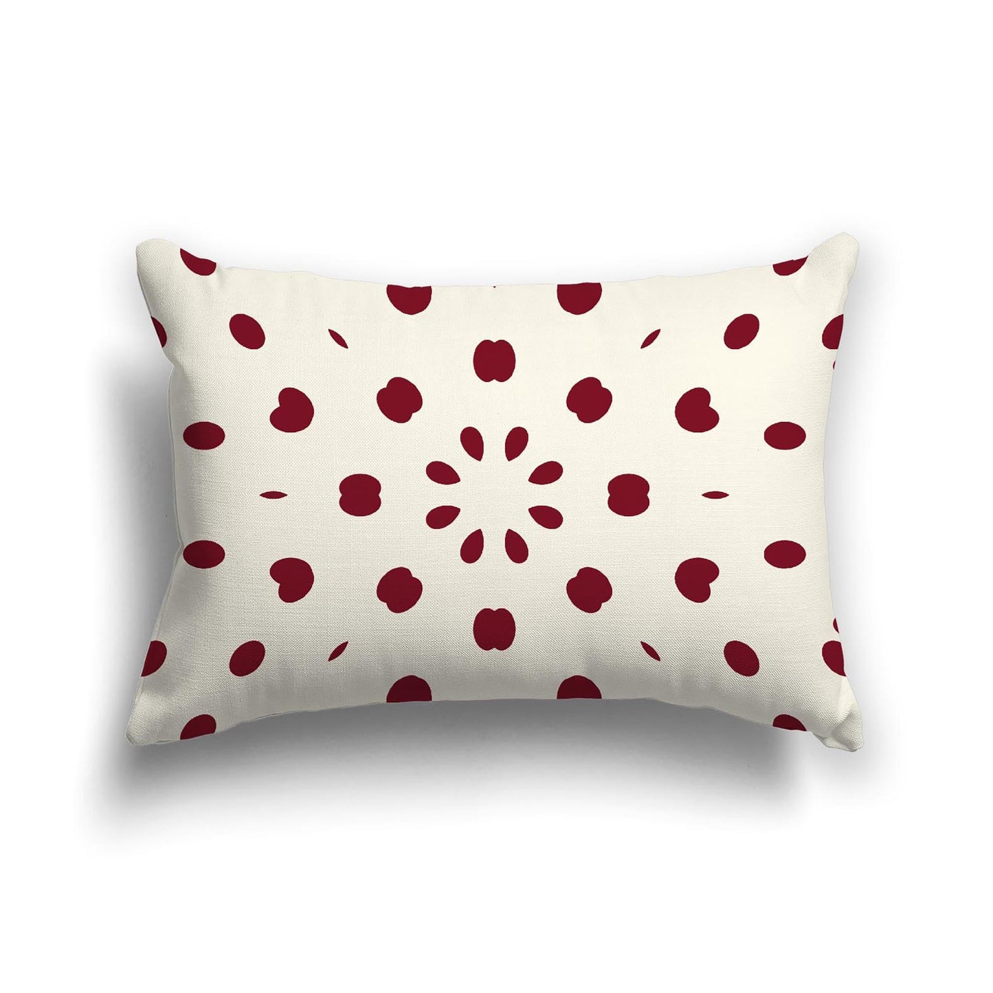 Pale Cream Cotton Canvas Cushion Covers with Burgundy Red Burst Pattern on Front, CACU-CC-1283-231, 51 x 36 cm, 20 x 14 inches