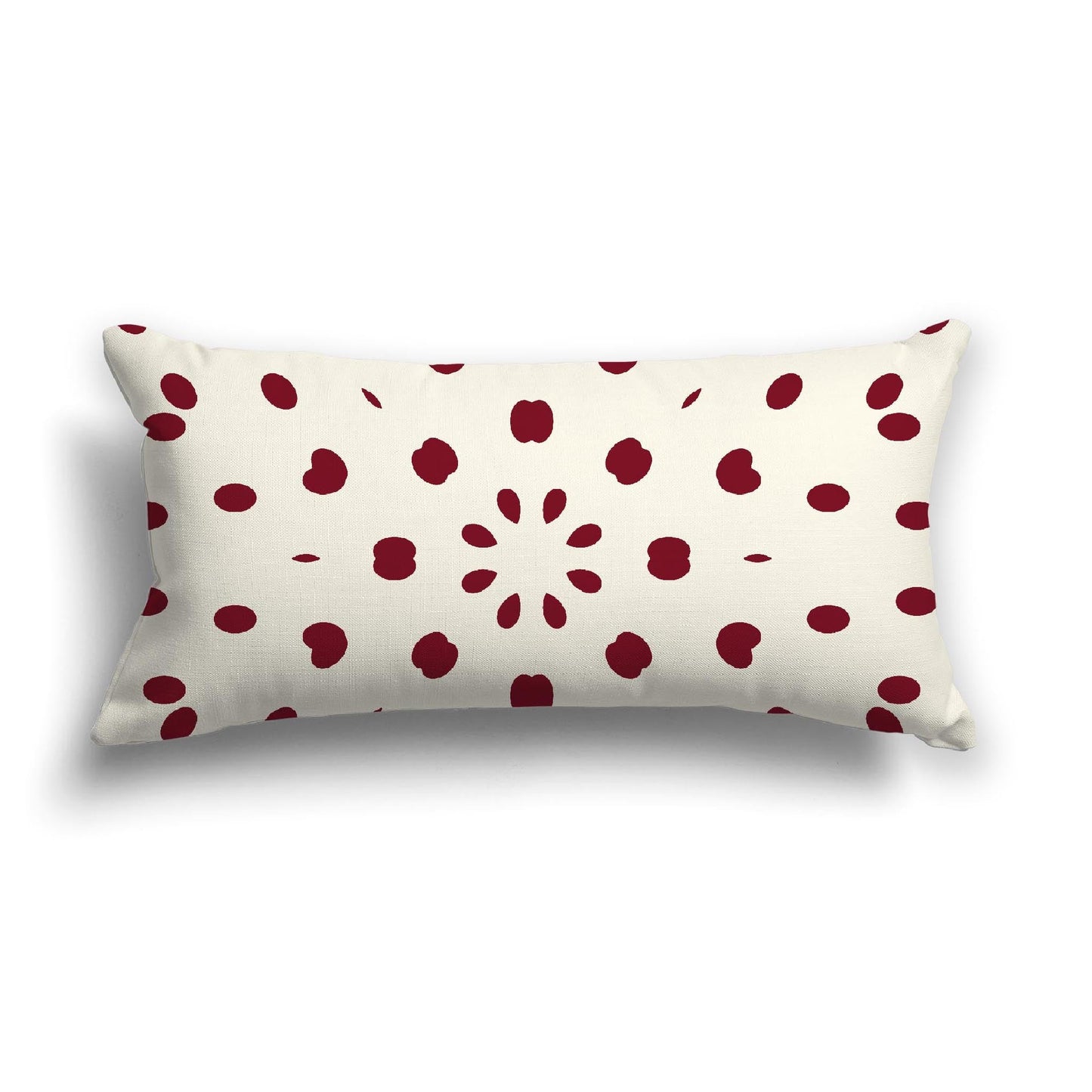 Pale Cream Cotton Canvas Cushion Covers with Burgundy Red Burst Pattern on Front, CACU-CC-1283-231, 61 x 30 cm, 24 x 12 inches