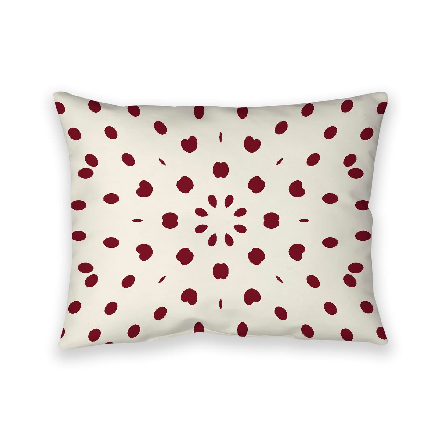 Pale Cream Cotton Canvas Cushion Covers with Burgundy Red Burst Pattern on Front, CACU-CC-1283-231, 66 x 51 cm, 26 x 20 inches