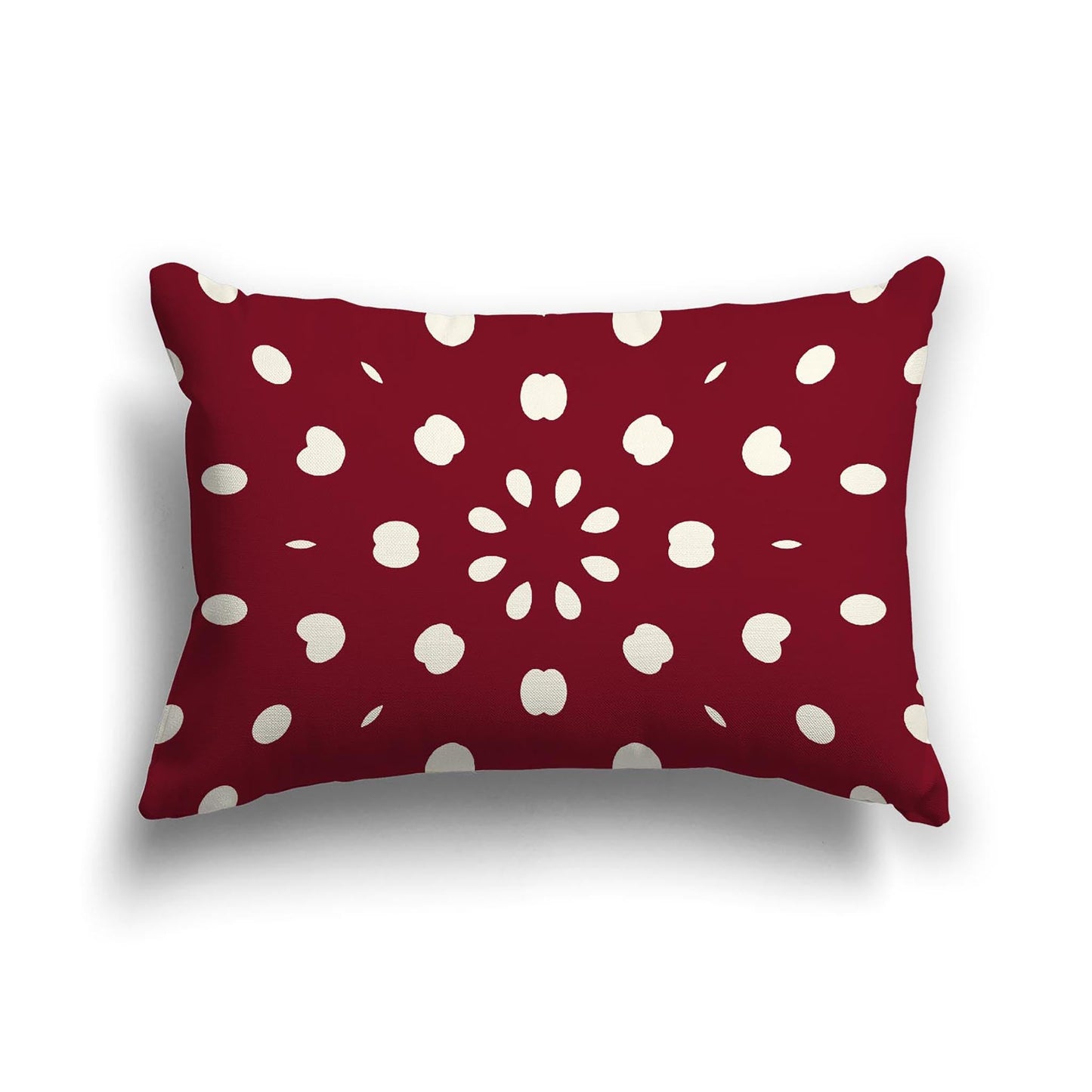 Burgundy Red Cotton Canvas Cushion Covers with Pale Cream Burst Pattern on Front, CACU-CC-1283-232, 51 x 36 cm, 20 x 14 inches