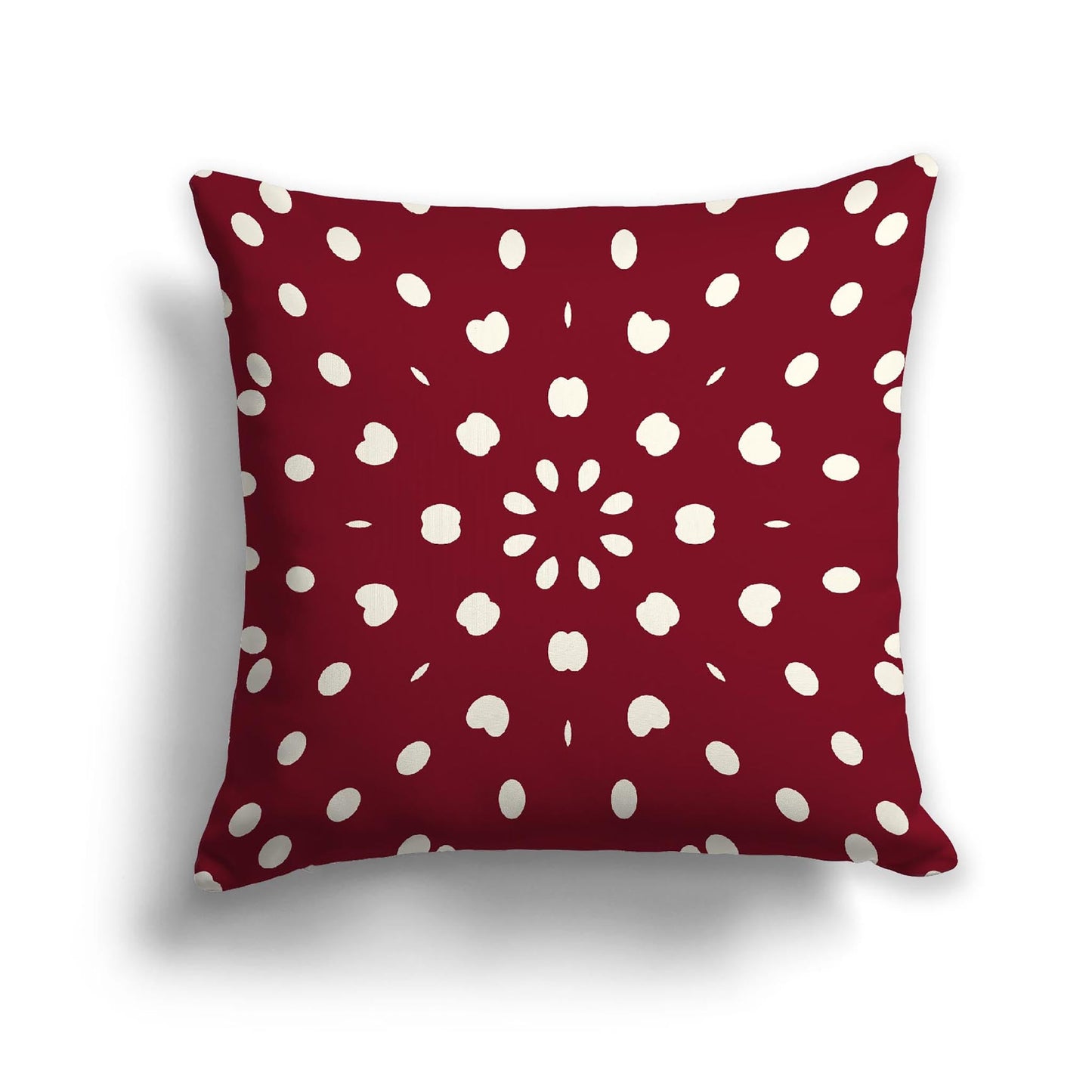 Burgundy Red Cotton Canvas Cushion Covers with Pale Cream Burst Pattern on Front, CACU-CC-1283-232, 56 x 56 cm, 22 x 22 inches