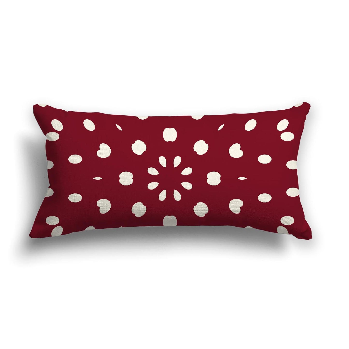 Burgundy Red Cotton Canvas Cushion Covers with Pale Cream Burst Pattern on Front, CACU-CC-1283-232, 61 x 30 cm, 24 x 12 inches
