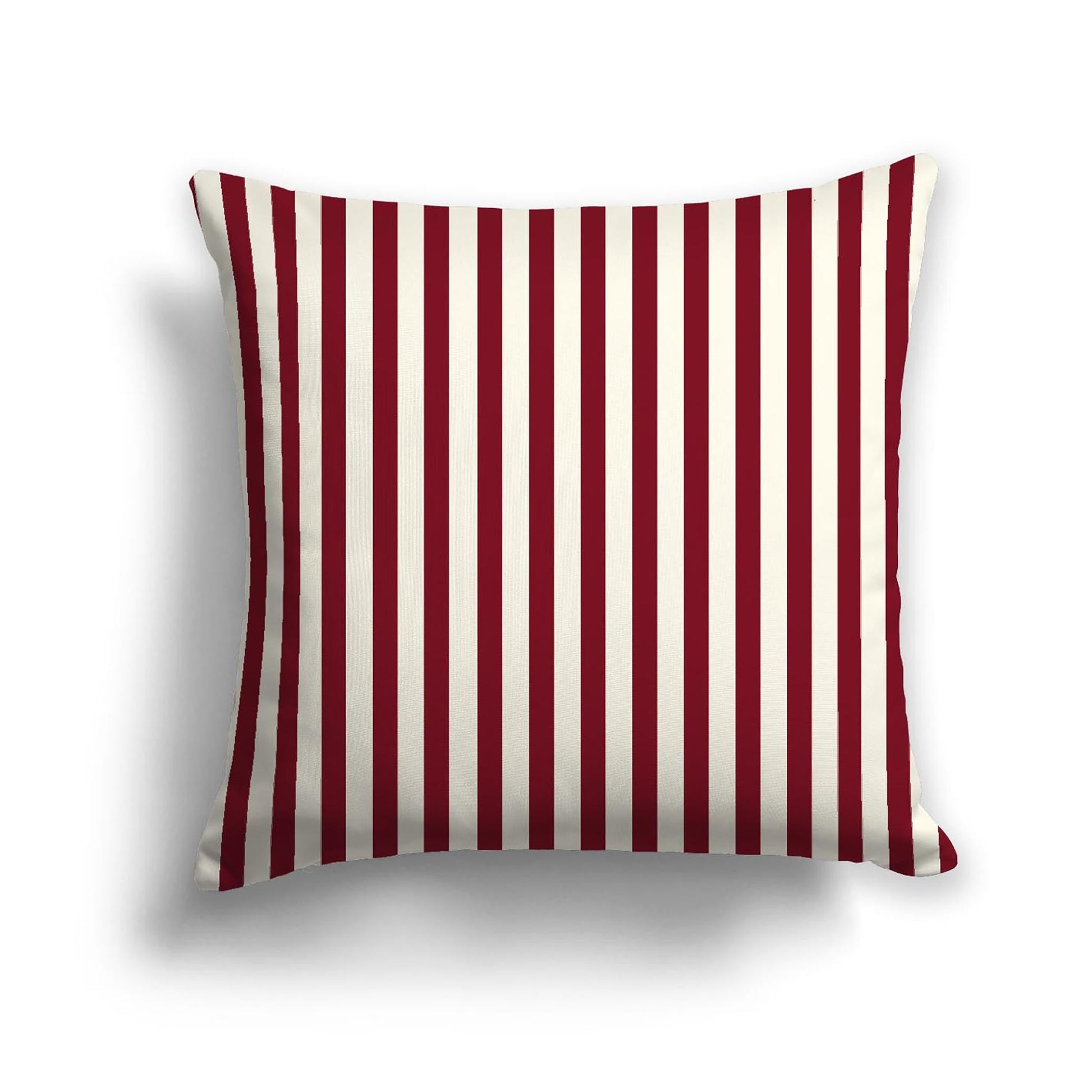 Pale Cream Cotton Canvas Cushion Covers with Thin Burgundy Red Bars on Front, CACU-CC-1283-241, 46 x 46 cm, 18 x 18 inches