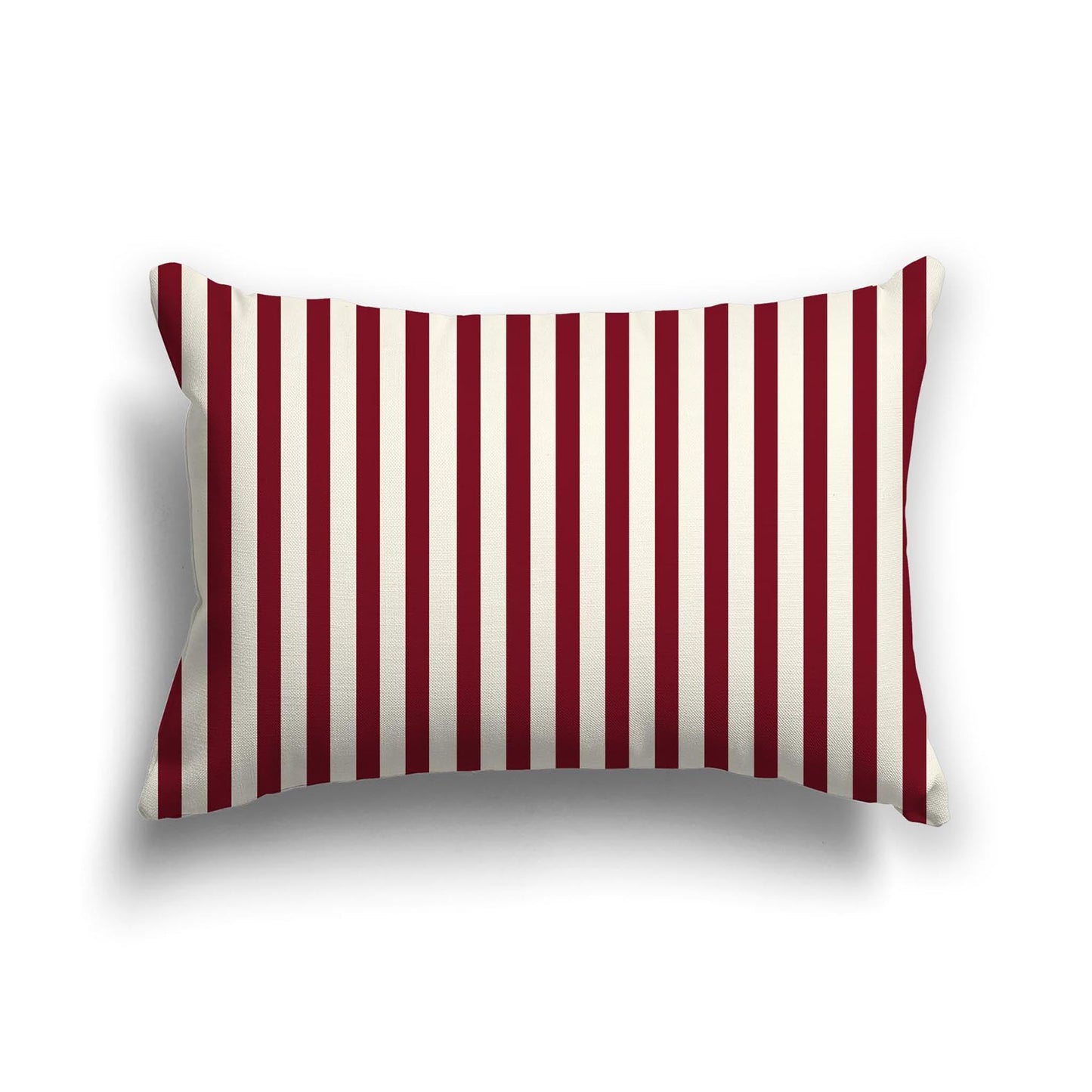 Pale Cream Cotton Canvas Cushion Covers with Thin Burgundy Red Bars on Front, CACU-CC-1283-241, 51 x 36 cm, 20 x 14 inches