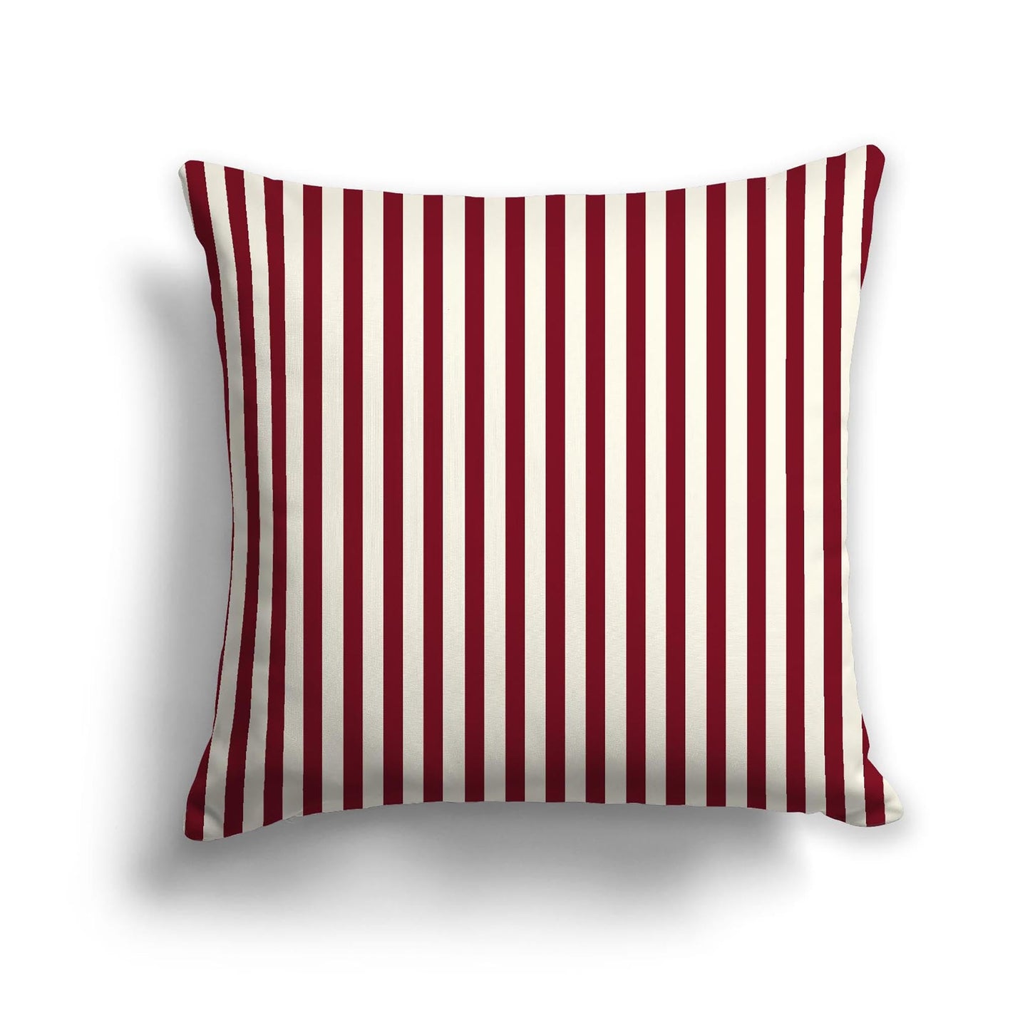 Pale Cream Cotton Canvas Cushion Covers with Thin Burgundy Red Bars on Front, CACU-CC-1283-241, 56 x 56 cm, 22 x 22 inches