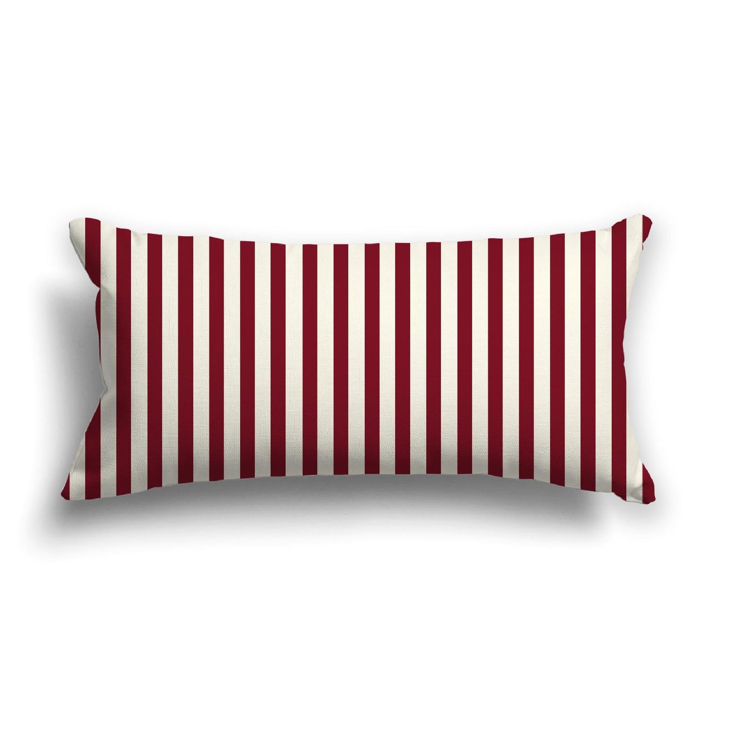 Pale Cream Cotton Canvas Cushion Covers with Thin Burgundy Red Bars on Front, CACU-CC-1283-241, 61 x 30 cm, 24 x 12 inches