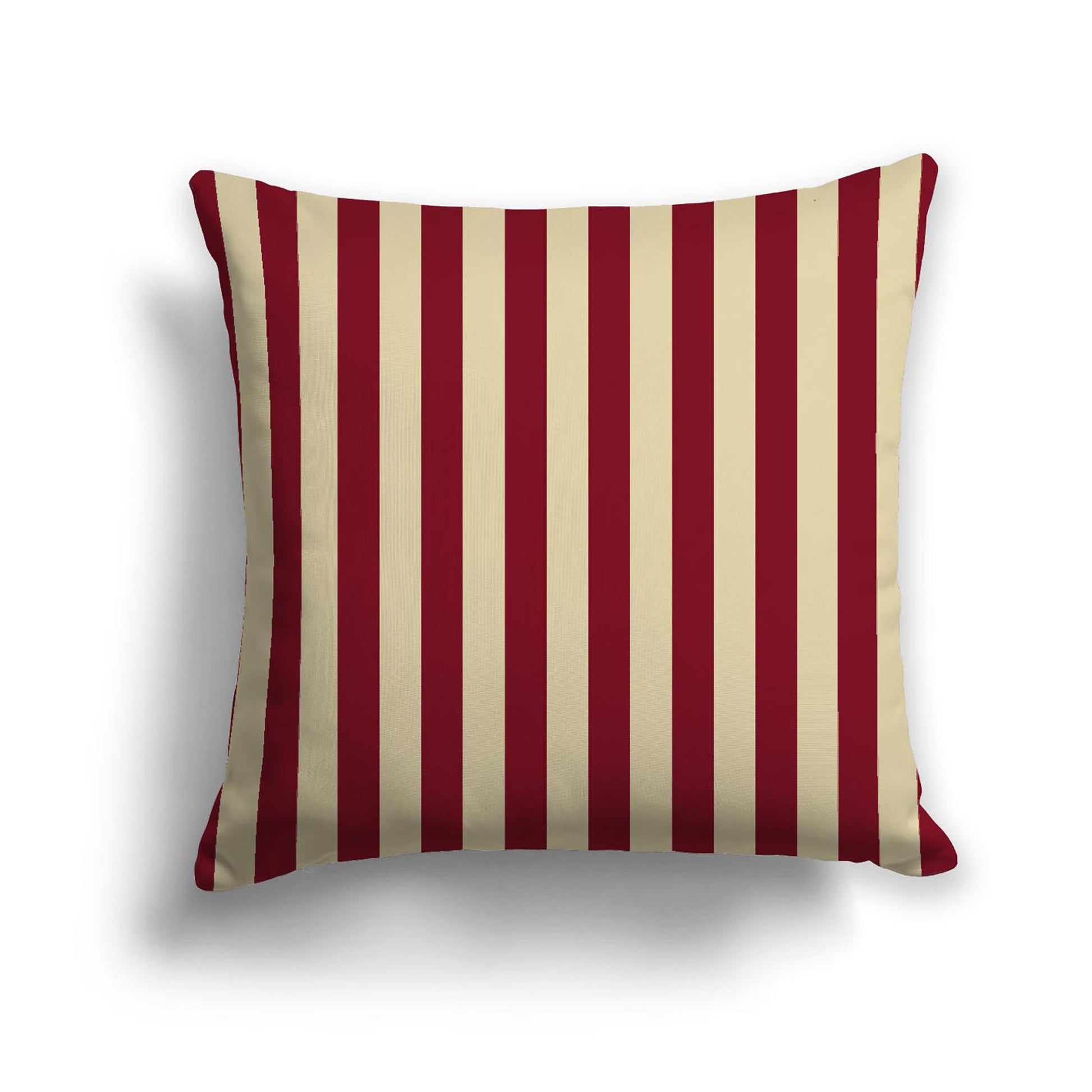 Desert Sand Cotton Canvas Cushion Covers with Burgundy Red Bars on Front, CACU-CC-1284-051, 46 x 46 cm, 18 x 18 inches