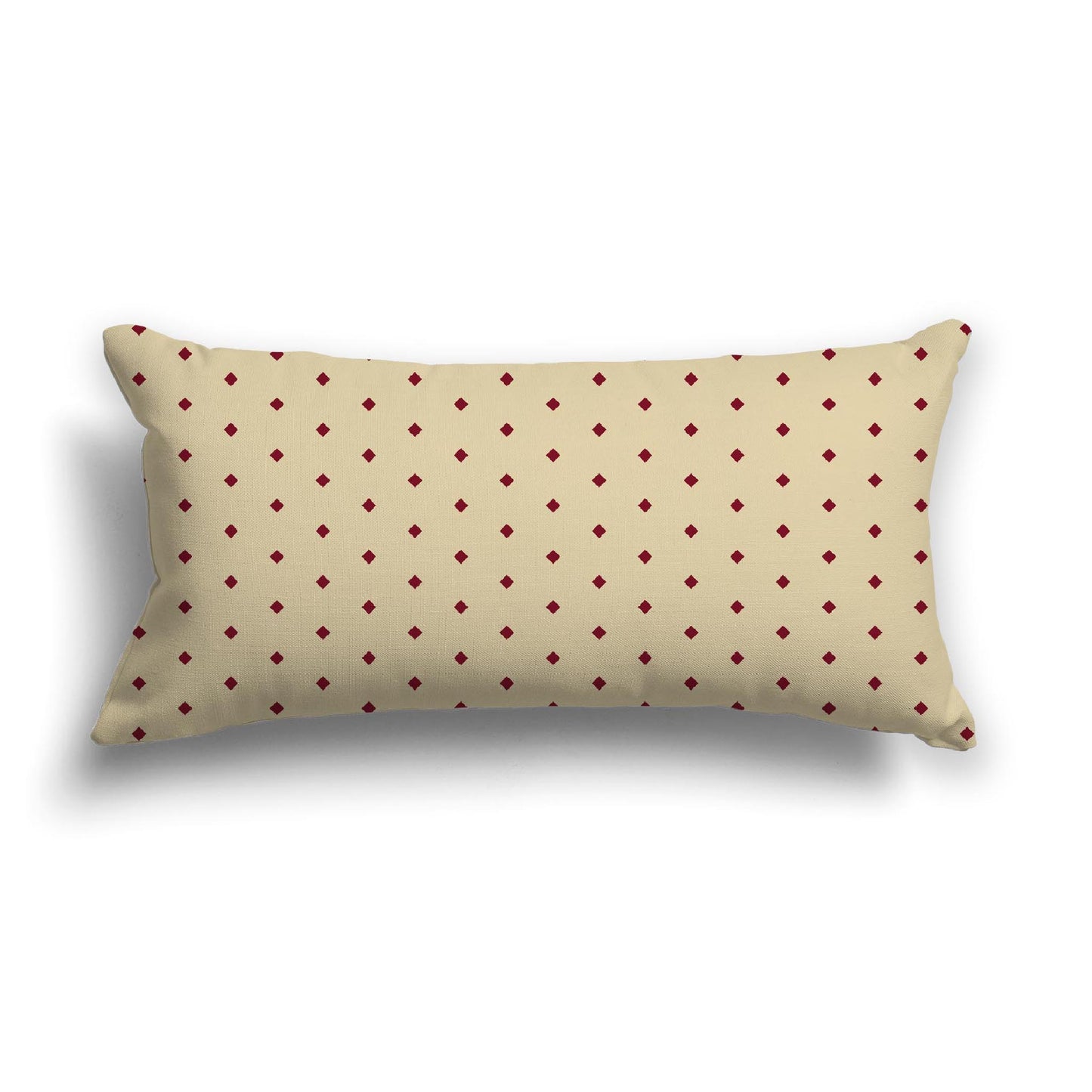 Desert Sand Cotton Canvas Cushion Covers with Fine Burgundy Red Diamonds on Front, CACU-CC-1284-111, 61 x 30 cm, 24 x 12 inches