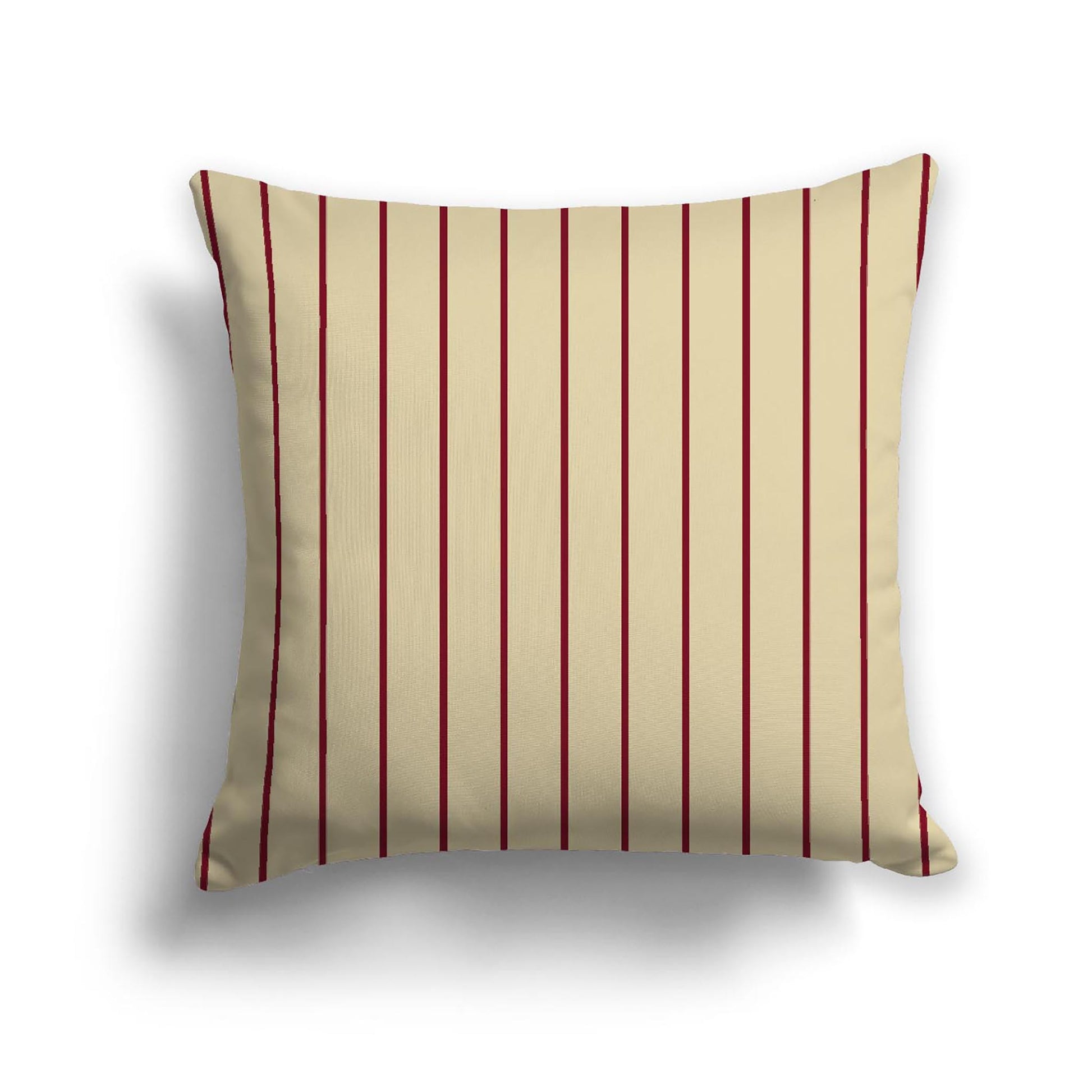 Desert Sand Cotton Canvas Cushion Covers with Fine Burgundy Red Stripes on Front, CACU-CC-1284-151, 46 x 46 cm, 18 x 18 inches