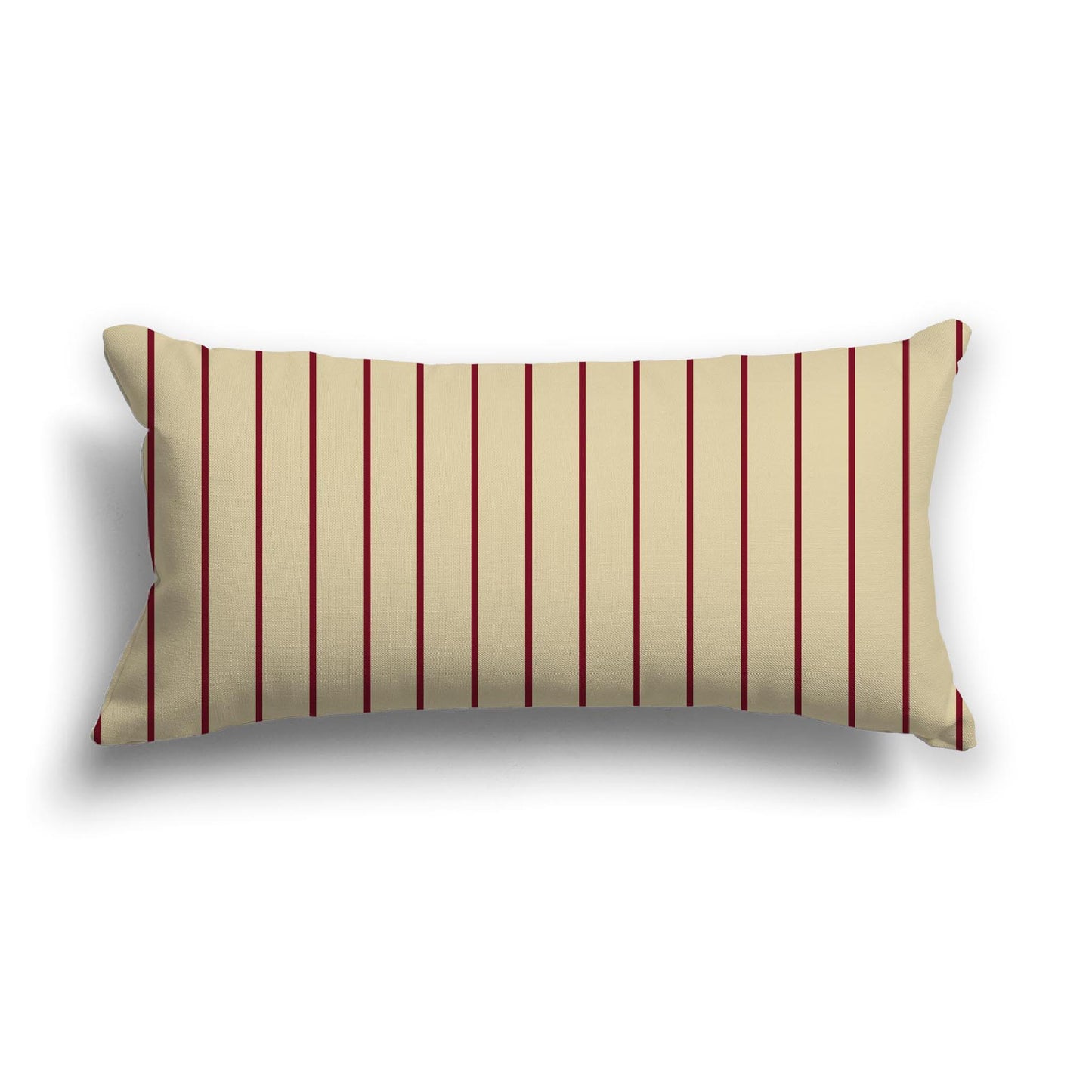 Desert Sand Cotton Canvas Cushion Covers with Fine Burgundy Red Stripes on Front, CACU-CC-1284-151, 61 x 30 cm, 24 x 12 inches