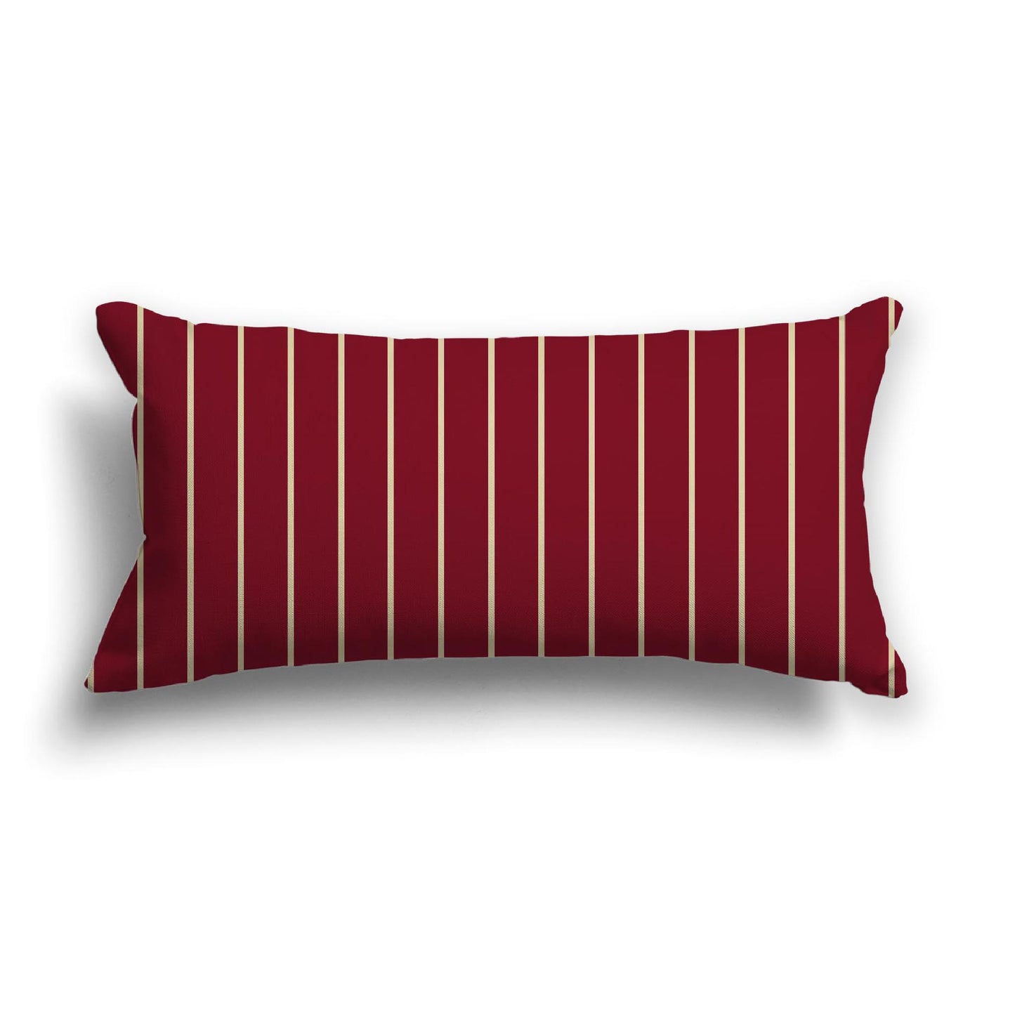Burgundy Red Cotton Canvas Cushion Covers with Fine Desert Sand Stripes on Front, CACU-CC-1284-152, 61 x 30 cm, 24 x 12 inches