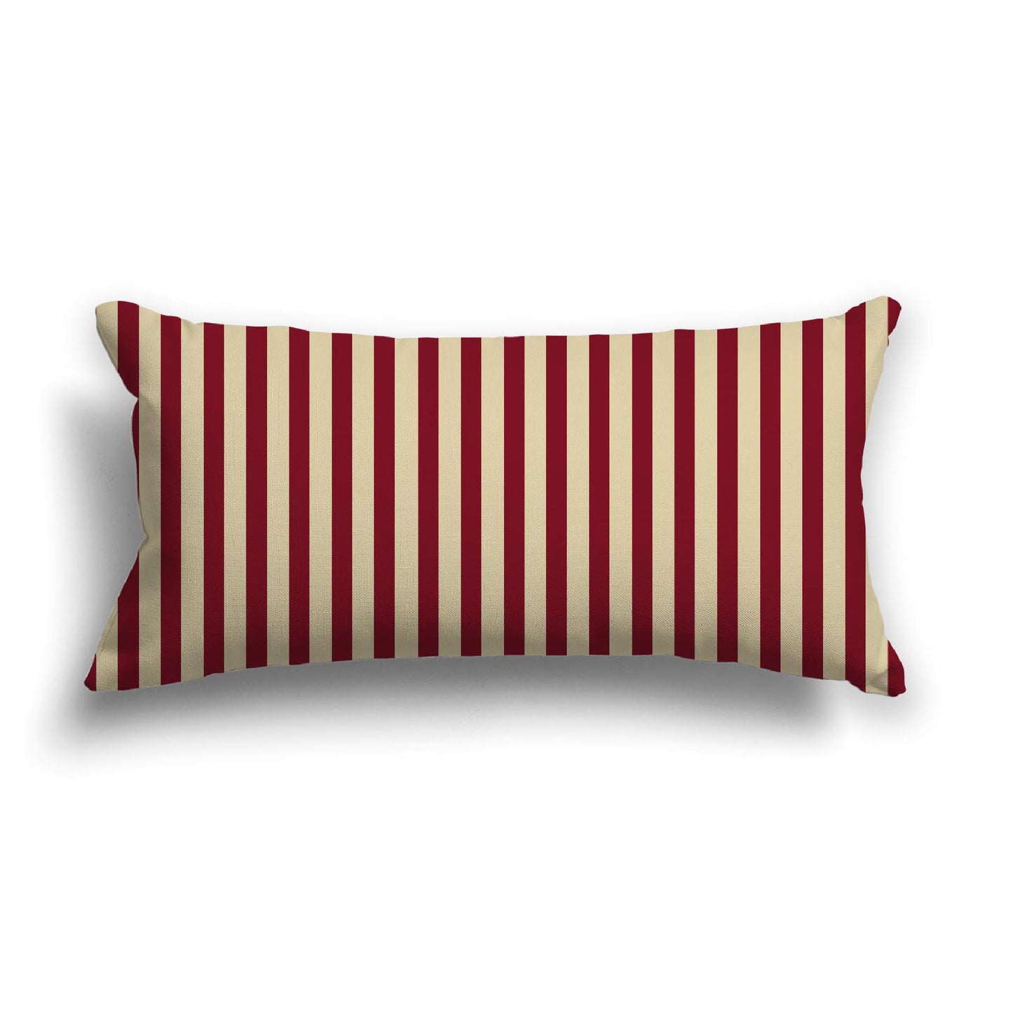 Desert Sand Cotton Canvas Cushion Covers with Thin Burgundy Red Bars on Front, CACU-CC-1284-241, 61 x 30 cm, 24 x 12 inches