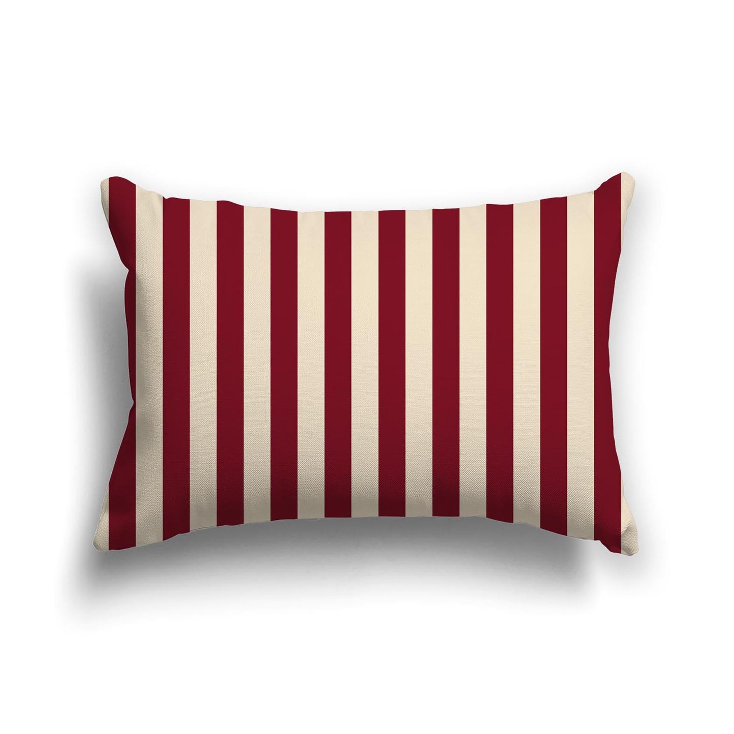 Beige Cotton Canvas Cushion Covers with Burgundy Red Bars on Front, CACU-CC-1285-051, 51 x 36 cm, 20 x 14 inches