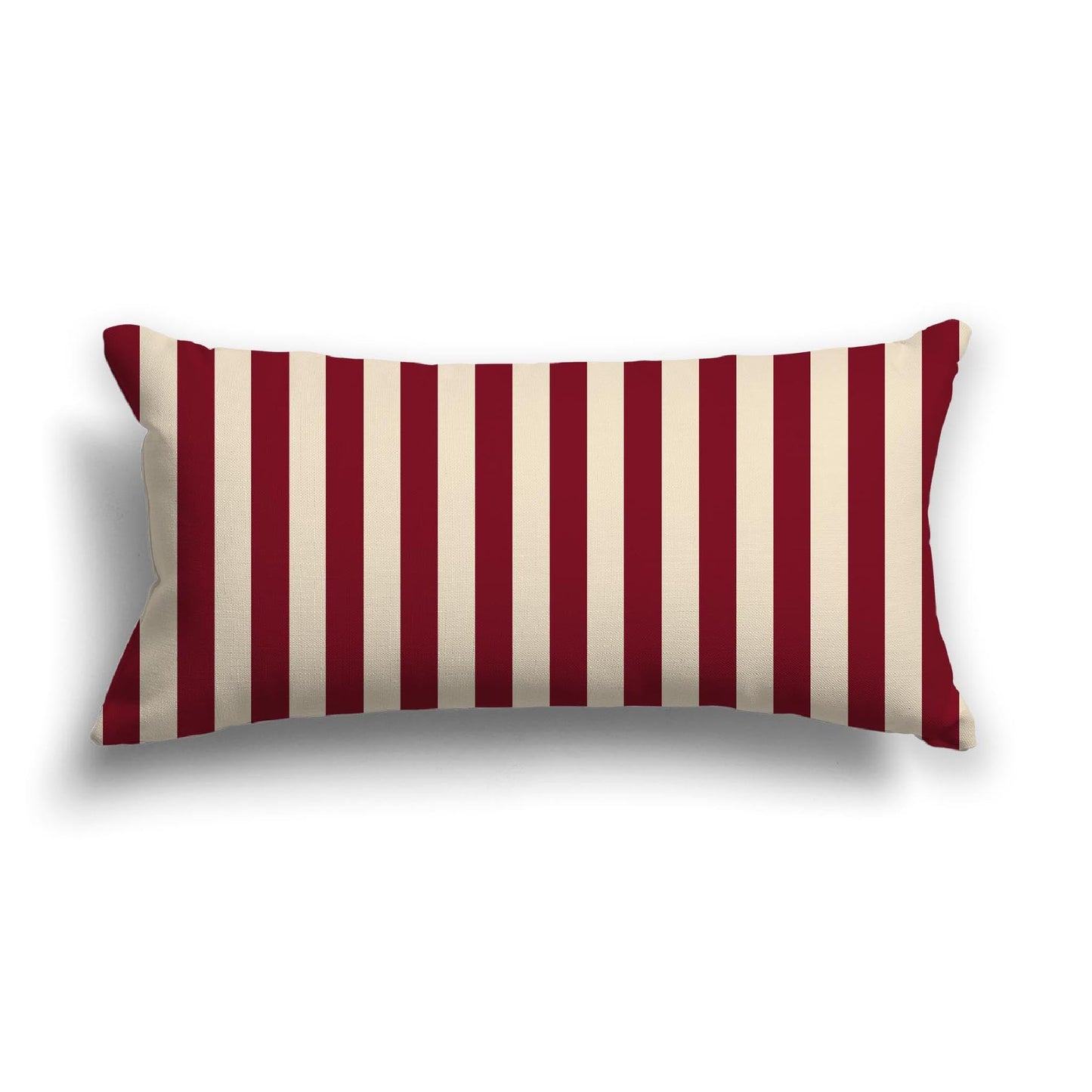 Beige Cotton Canvas Cushion Covers with Burgundy Red Bars on Front, CACU-CC-1285-051, 61 x 30 cm, 24 x 12 inches