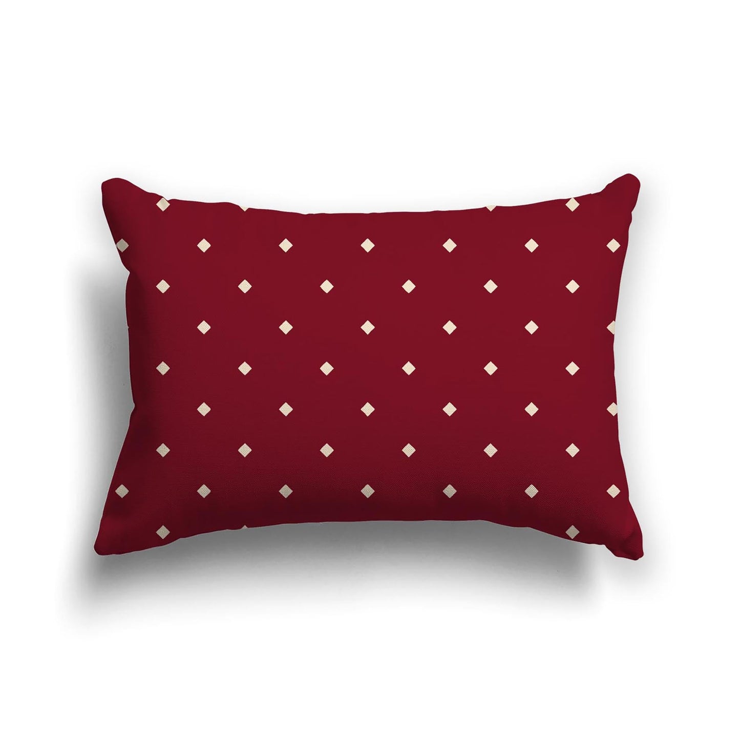 Burgundy Red Cotton Canvas Cushion Covers with Beige Diamonds on Front, CACU-CC-1285-102, 51 x 36 cm, 20 x 14 inches