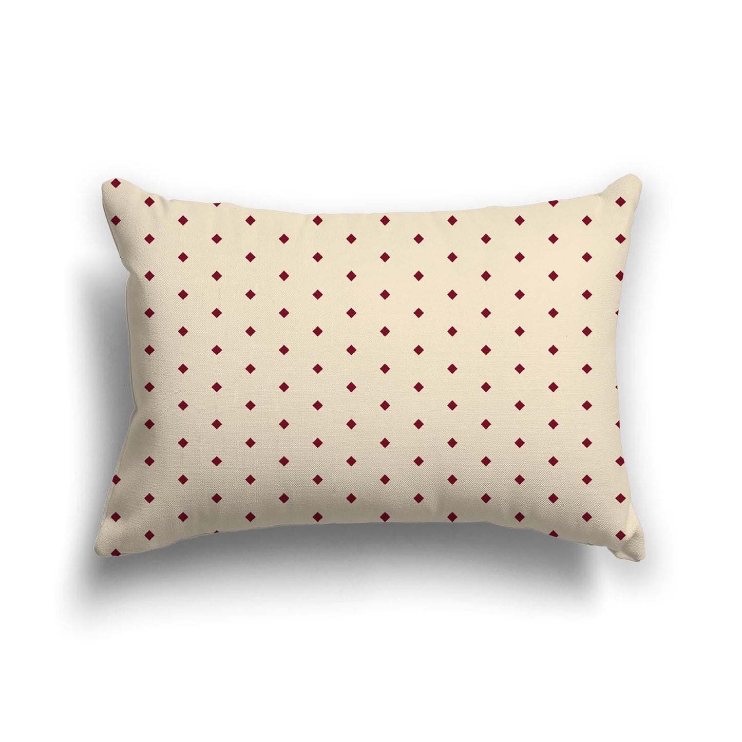 Beige Cotton Canvas Cushion Covers with Fine Burgundy Red Diamonds on Front, CACU-CC-1285-111, 51 x 36 cm, 20 x 14 inches