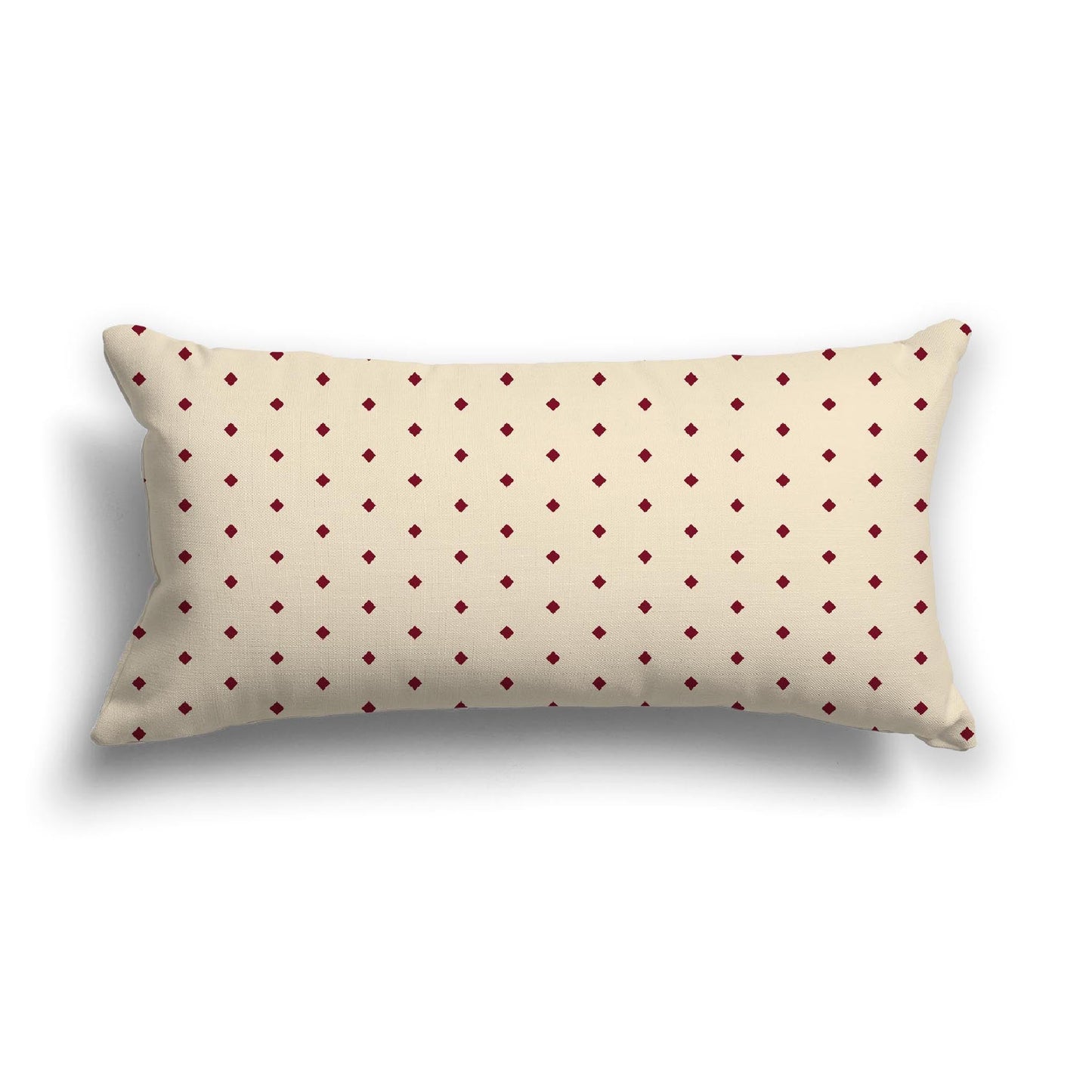 Beige Cotton Canvas Cushion Covers with Fine Burgundy Red Diamonds on Front, CACU-CC-1285-111, 61 x 30 cm, 24 x 12 inches