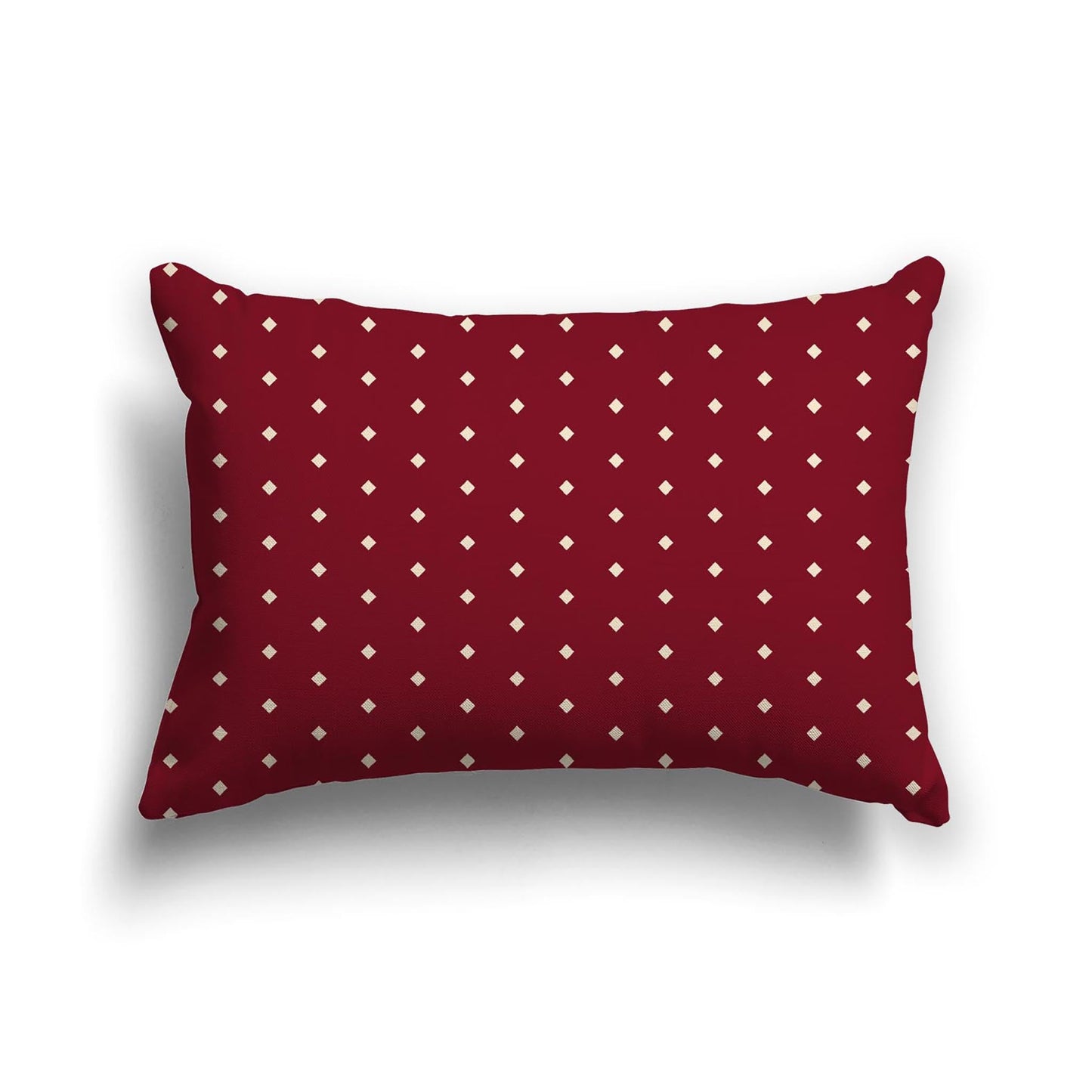 Burgundy Red Cotton Canvas Cushion Covers with Fine Beige Diamonds on Front, CACU-CC-1285-112, 51 x 36 cm, 20 x 14 inches