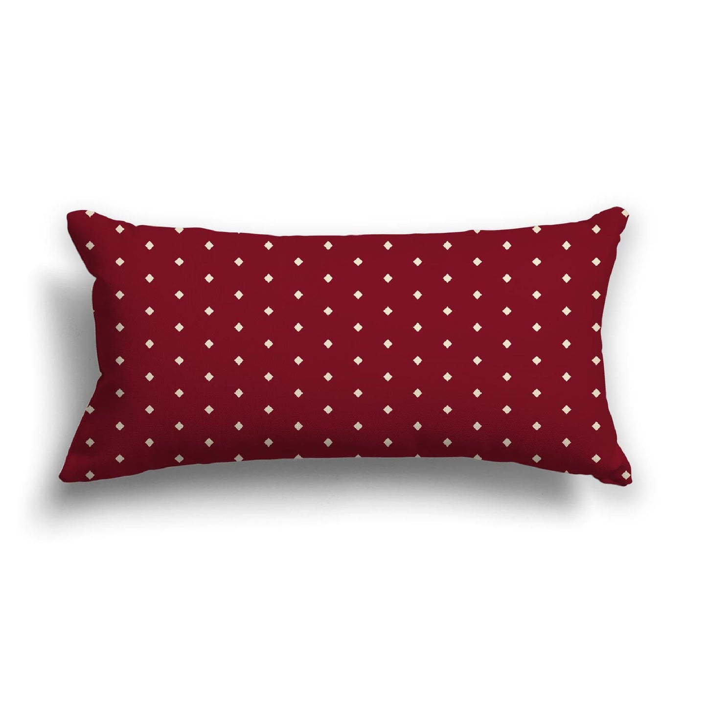 Burgundy Red Cotton Canvas Cushion Covers with Fine Beige Diamonds on Front, CACU-CC-1285-112, 61 x 30 cm, 24 x 12 inches