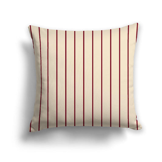 Beige Cotton Canvas Cushion Covers with Fine Burgundy Red Stripes on Front, CACU-CC-1285-151, 46 x 46 cm, 18 x 18 inches