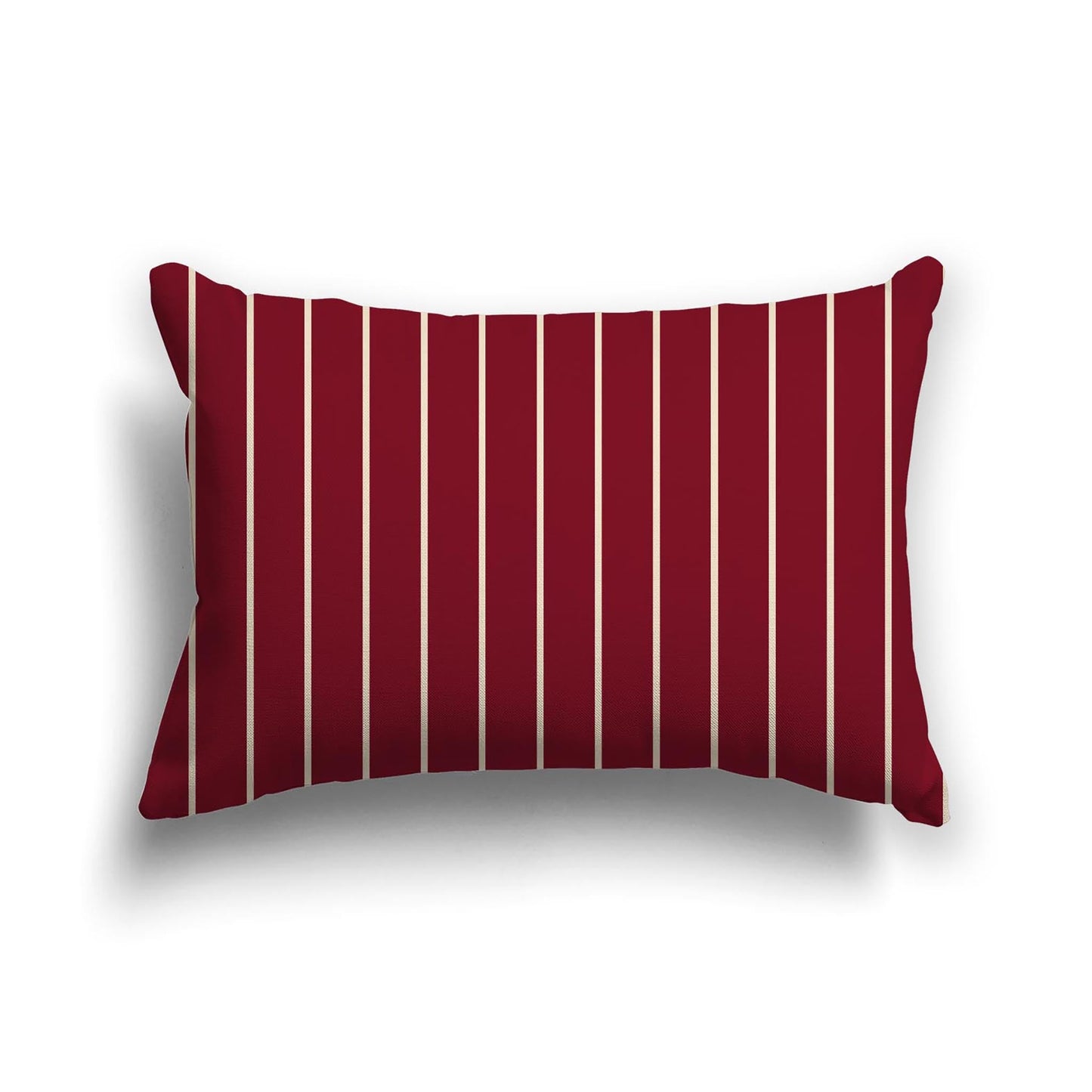 Burgundy Red Cotton Canvas Cushion Covers with Fine Beige Stripes on Front, CACU-CC-1285-152, 51 x 36 cm, 20 x 14 inches