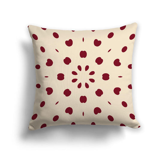 Beige Cotton Canvas Cushion Covers with Burgundy Red Burst Pattern on Front, CACU-CC-1285-231, 46 x 46 cm, 18 x 18 inches