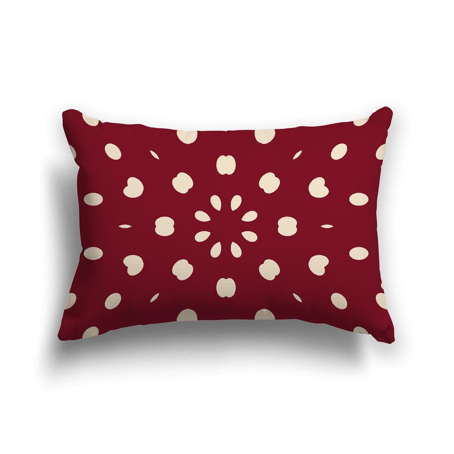 Burgundy Red Cotton Canvas Cushion Covers with Beige Burst Pattern on Front, CACU-CC-1285-232, 51 x 36 cm, 20 x 14 inches