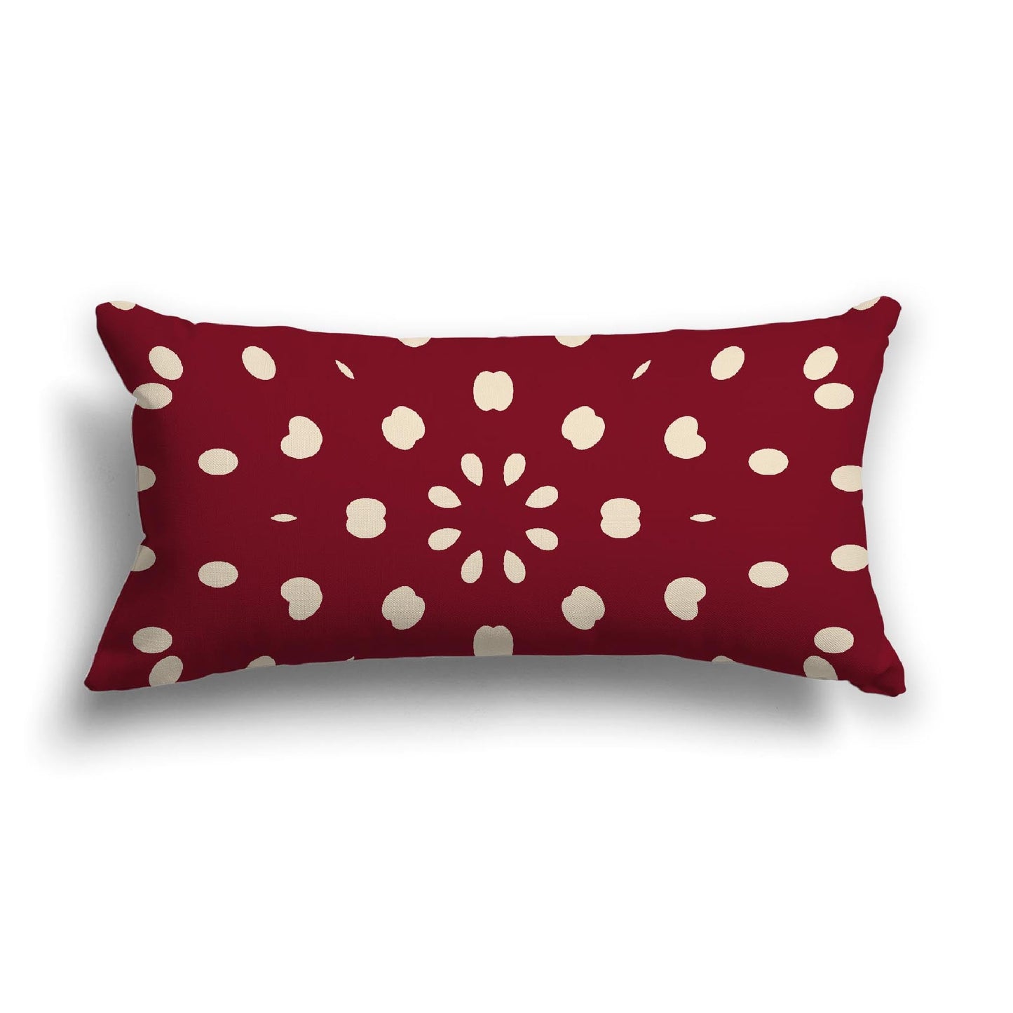 Burgundy Red Cotton Canvas Cushion Covers with Beige Burst Pattern on Front, CACU-CC-1285-232, 61 x 30 cm, 24 x 12 inches