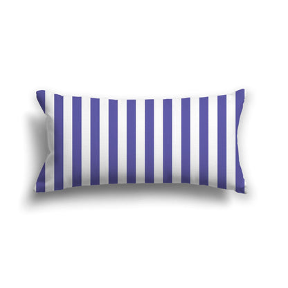 Off-White Cotton Canvas Cushion Covers with Purple Bars on Front, CACU-CC-1300-051, 61 x 30 cm, 24 x 12 inches