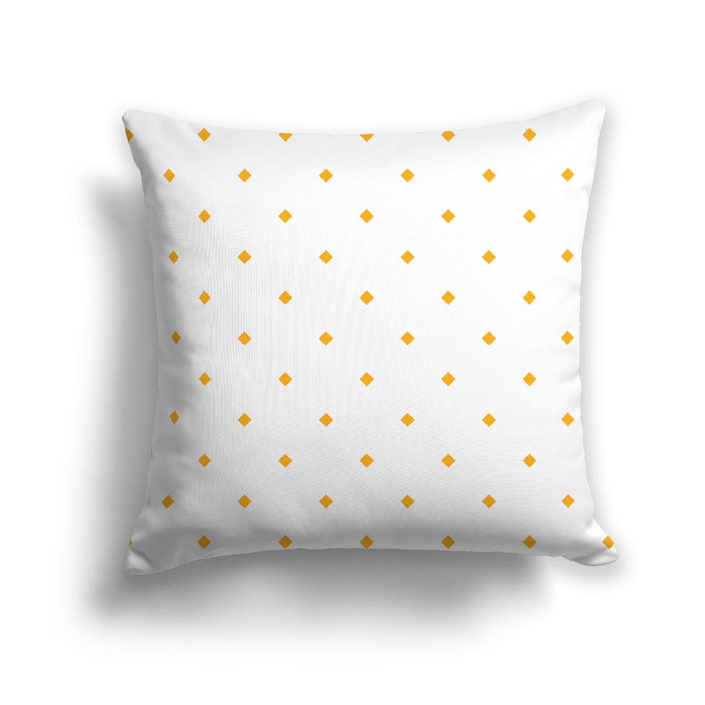Off-White Cotton Canvas Cushion Covers with Yellow-Orange Diamonds on Front, CACU-CC-1310-101