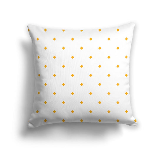Off-White Cotton Canvas Cushion Covers with Yellow-Orange Diamonds on Front, CACU-CC-1390-101