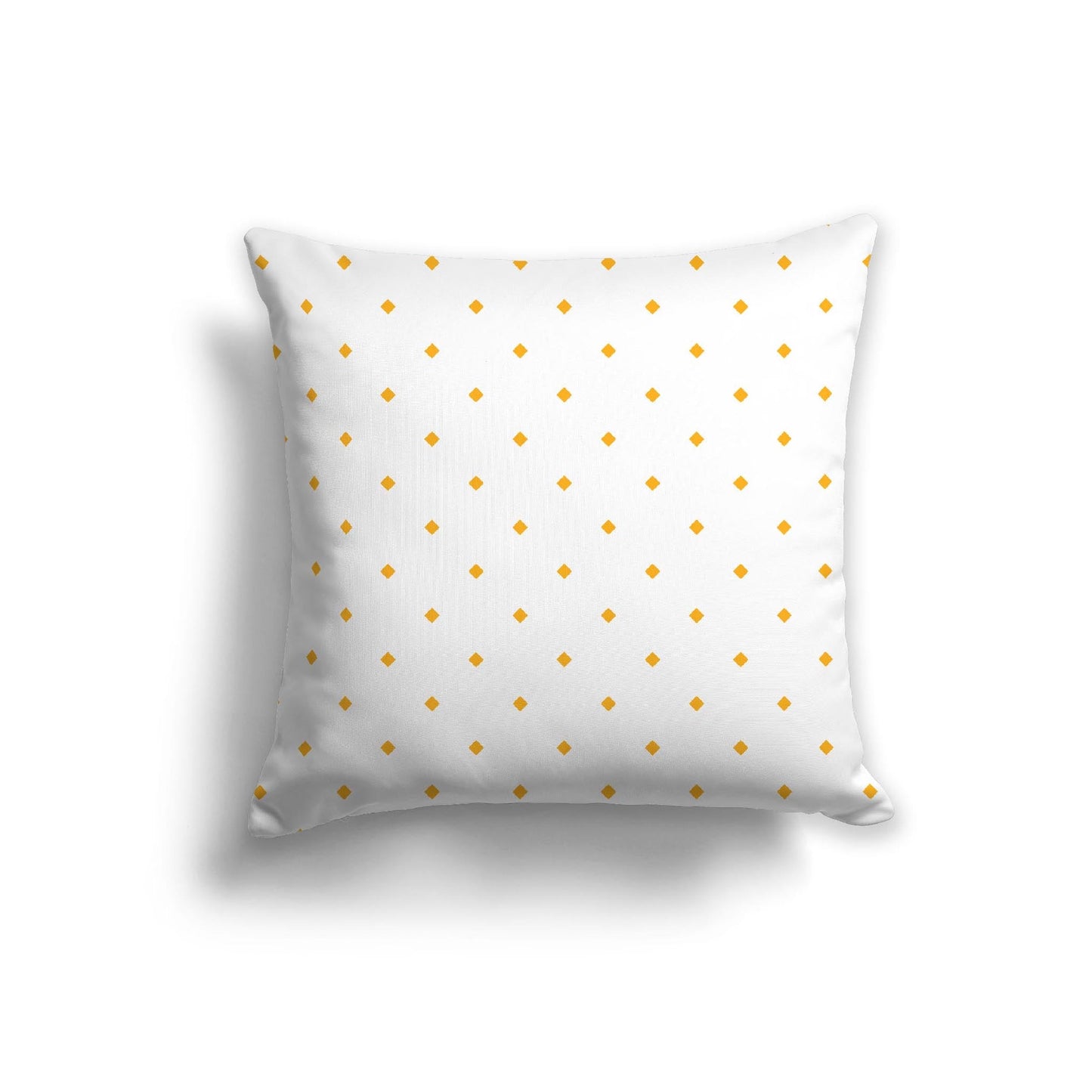 Off-White Cotton Canvas Cushion Covers with Yellow-Orange Diamonds on Front, CACU-CC-1310-101, 56 x 56 cm, 22 x 22 inches