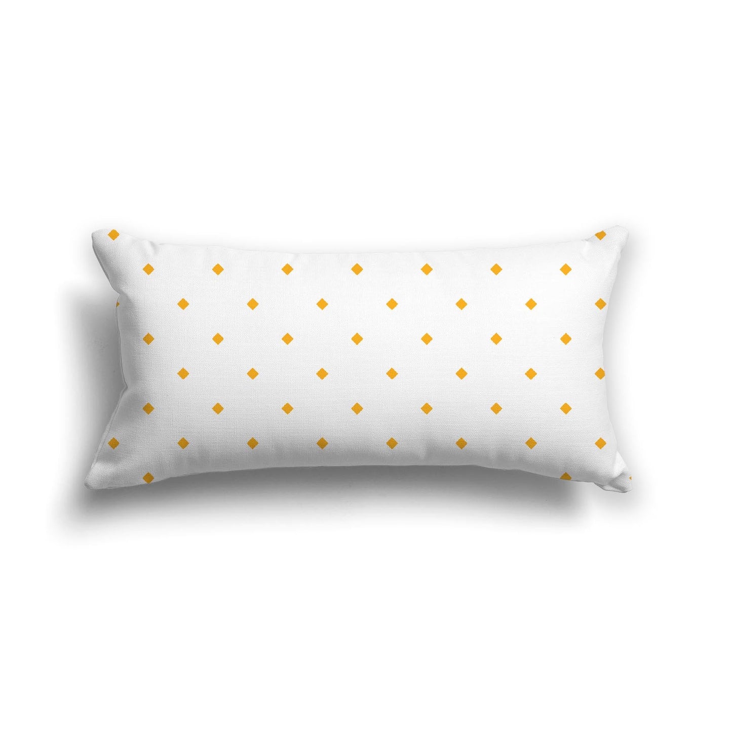 Off-White Cotton Canvas Cushion Covers with Yellow-Orange Diamonds on Front, CACU-CC-1310-101, 61 x 30 cm, 24 x 12 inches