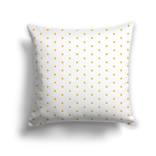 Off-White Cotton Canvas Cushion Covers with Fine Yellow-Orange Diamonds on Front, CACU-CC-1310-111