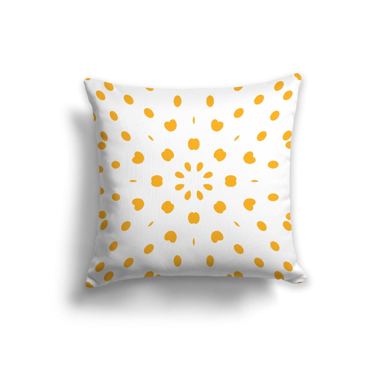 Off-White Cotton Canvas Cushion Covers with Yellow-Orange Burst Pattern on Front, CACU-CC-1310-231, 56 x 56 cm, 22 x 22 inches