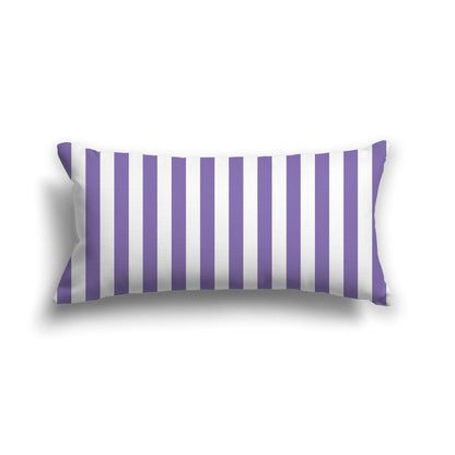 Off-White Cotton Canvas Cushion Covers with Purple Bars on Front, CACU-CC-1320-051, 61 x 30 cm, 24 x 12 inches